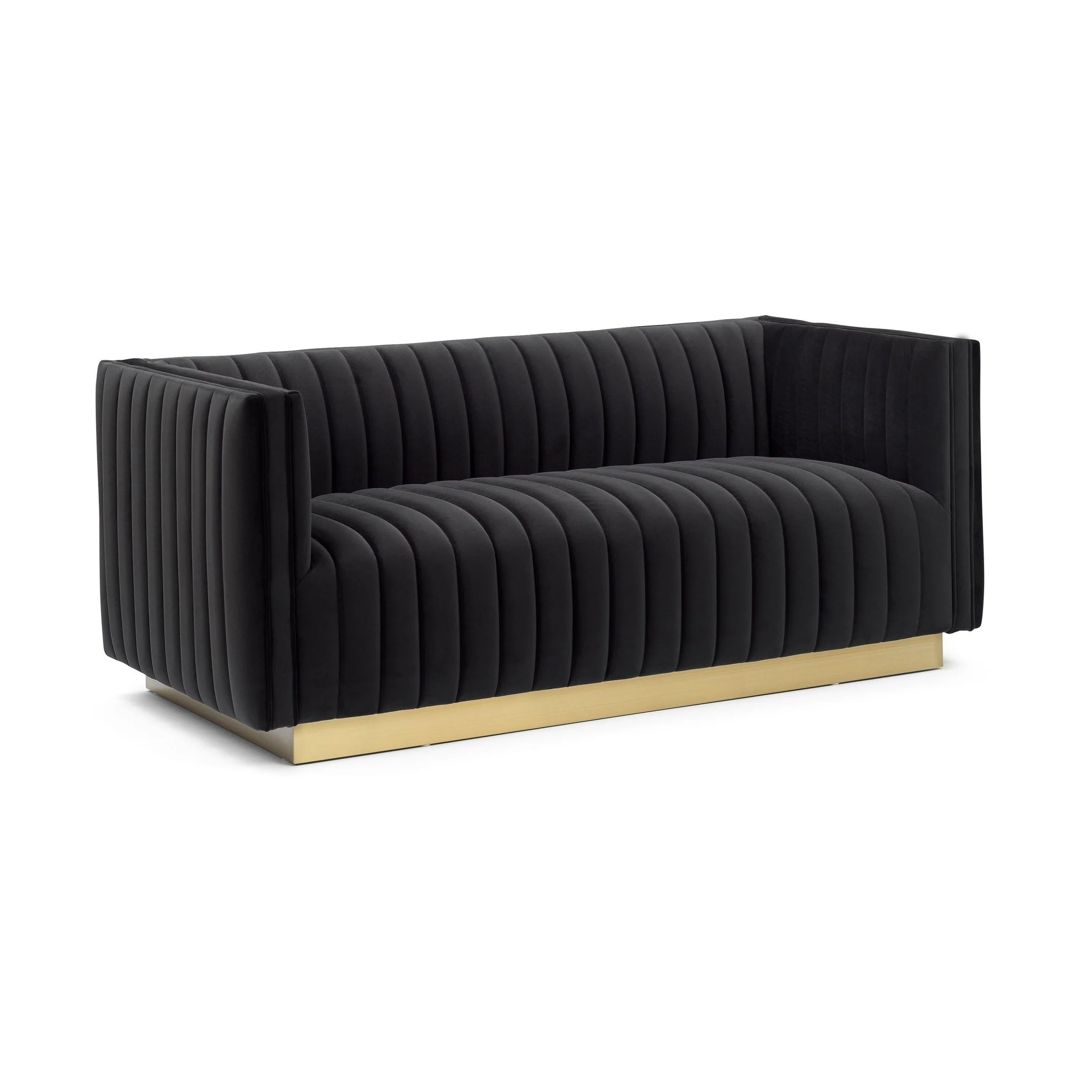 Elba Mid Century Loveseat - Velvet Black - Image 4