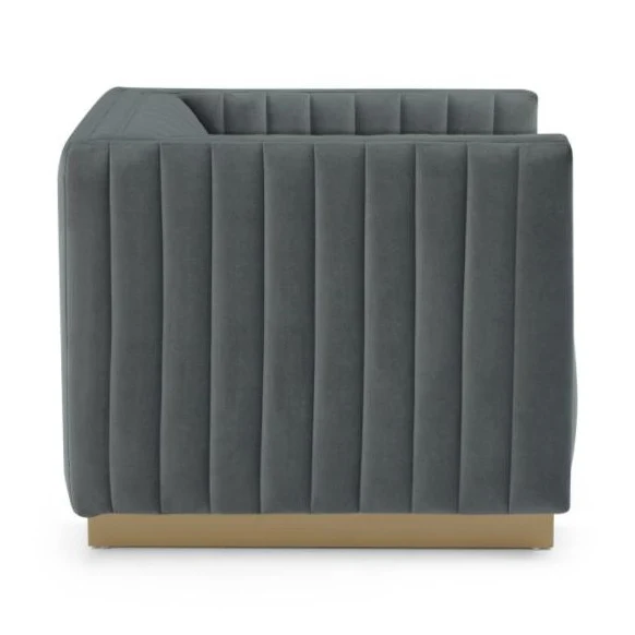 Elba Mid Century Loveseat - Velvet Grey - Image 3