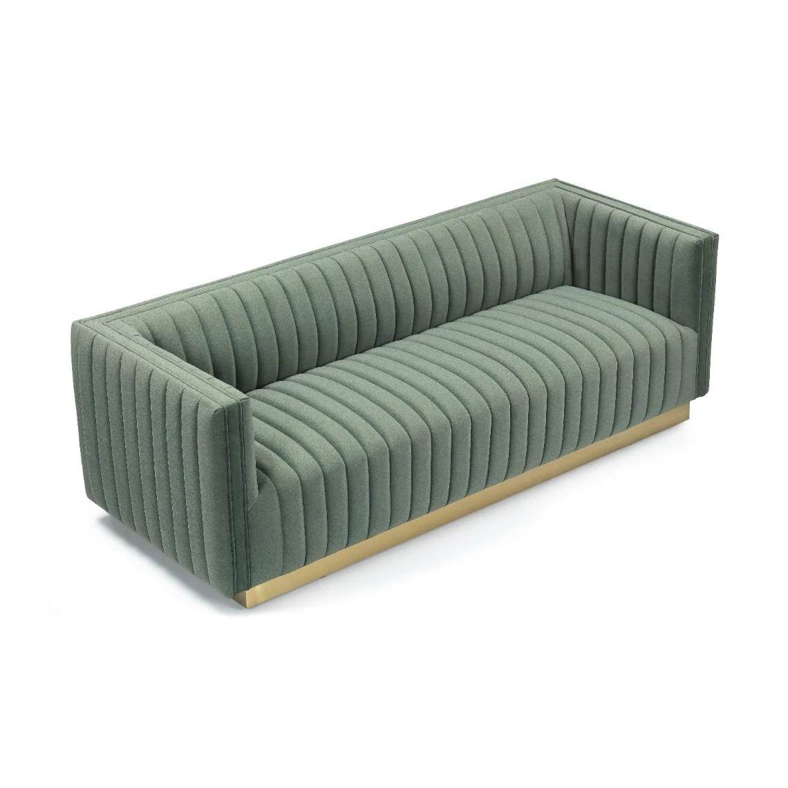 Elba Mid Century Retro Modern Sofa - Premium Velvet Green - Image 4