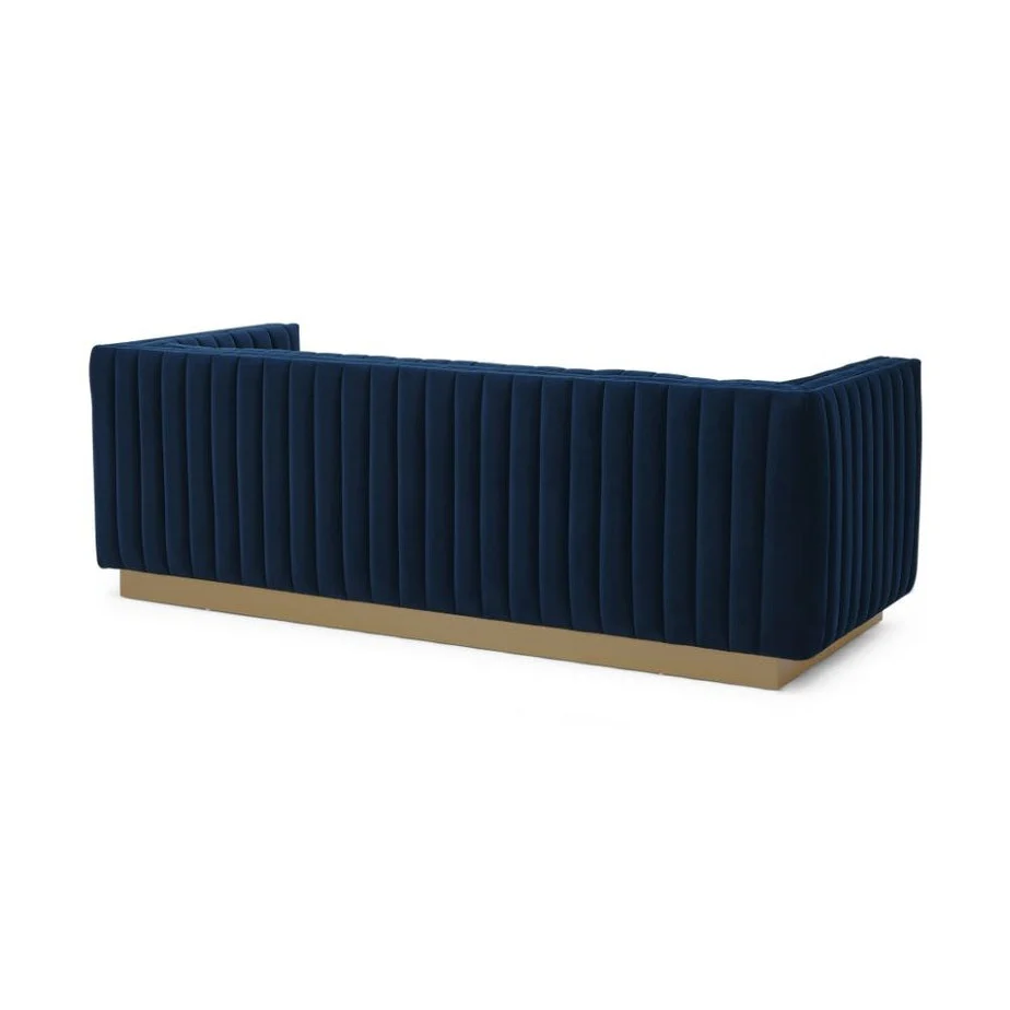 Elba Mid Century Retro Modern Sofa - Velvet Blue - Image 4