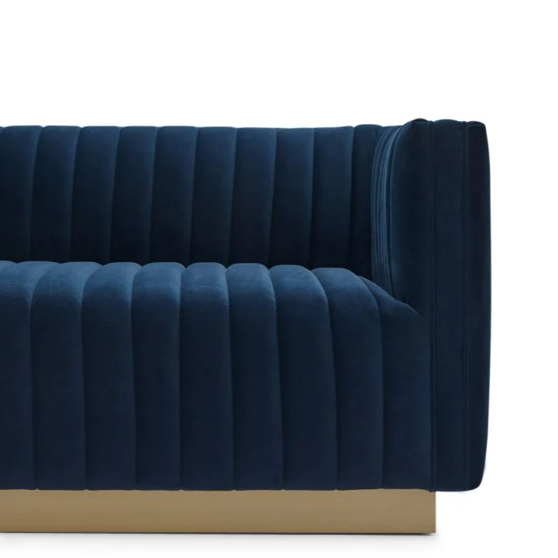 Elba Mid Century Retro Modern Sofa - Velvet Blue - Image 5