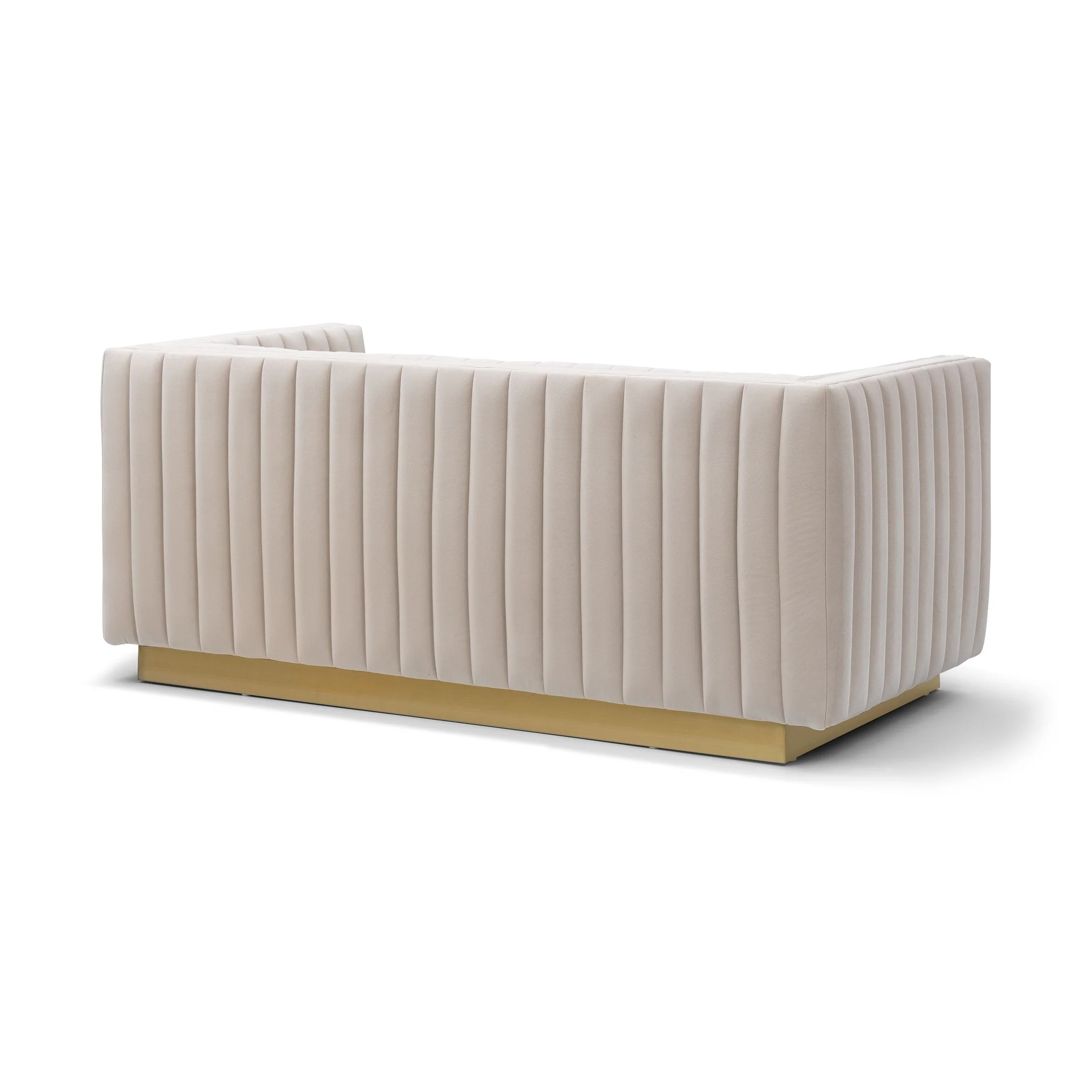 Elba Mid Century Sofa - Velvet Buff Beige - Image 3