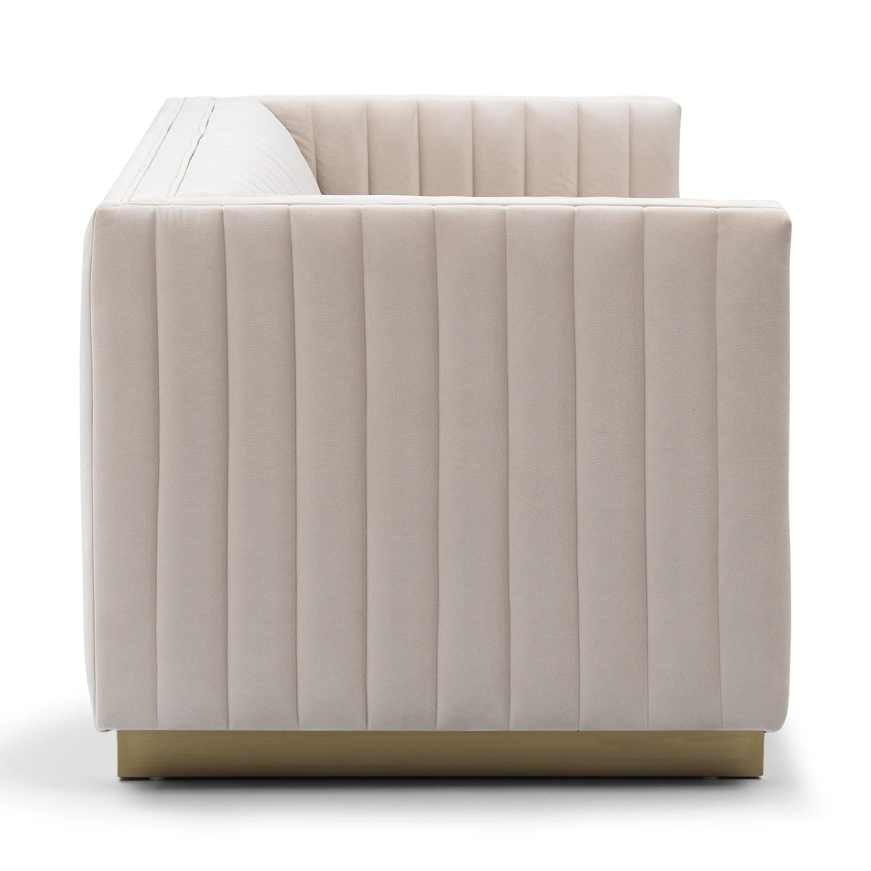Elba Mid Century Sofa - Velvet Buff Beige - Image 4