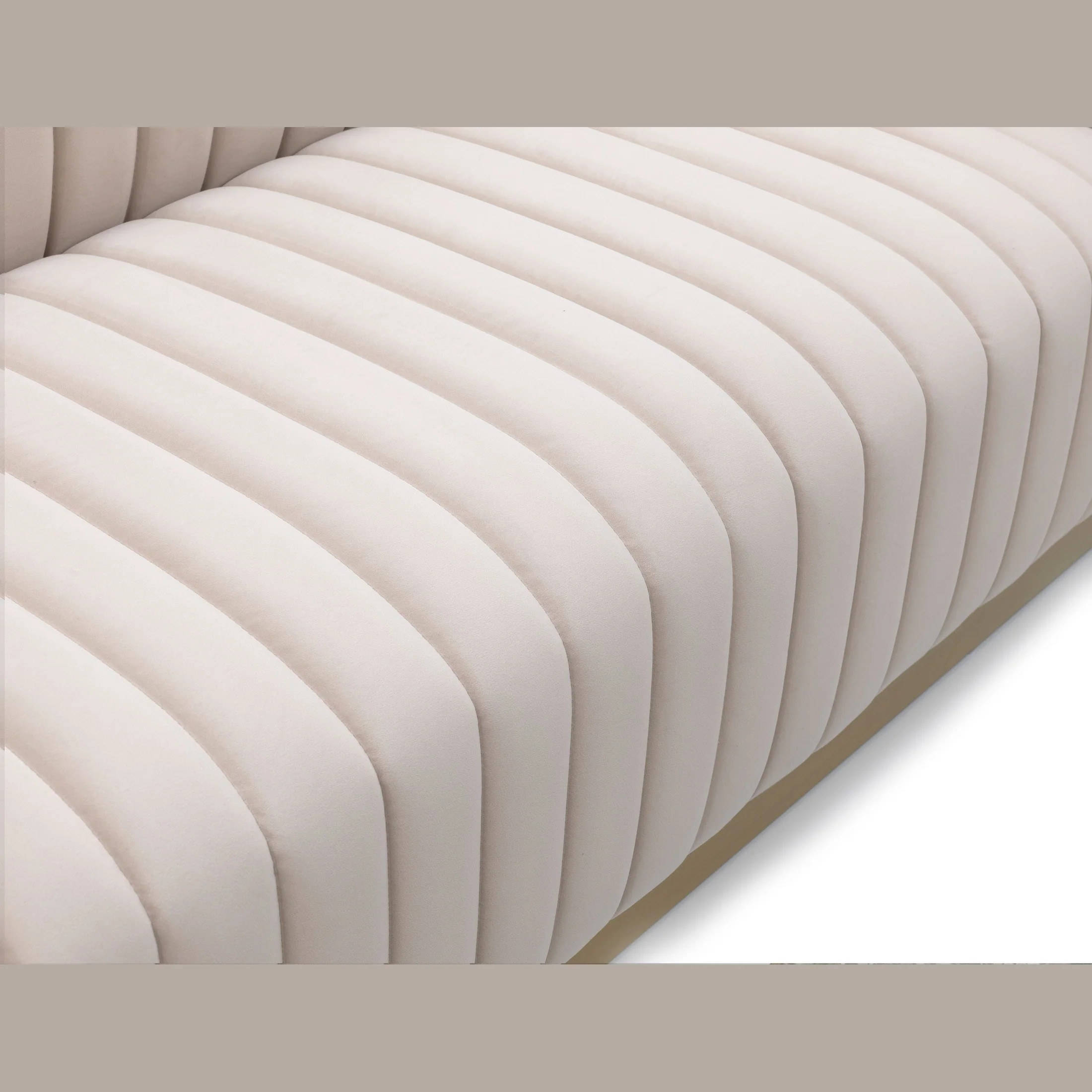 Elba Mid Century Sofa - Velvet Buff Beige - Image 7