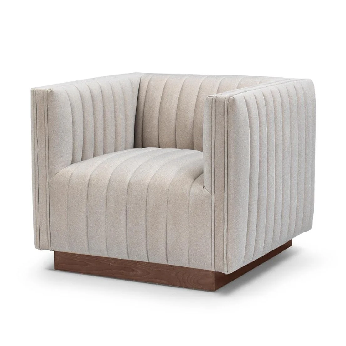 Elba Premium Velvet Chair w/Wooden Base - Mocha Mist - Image 3