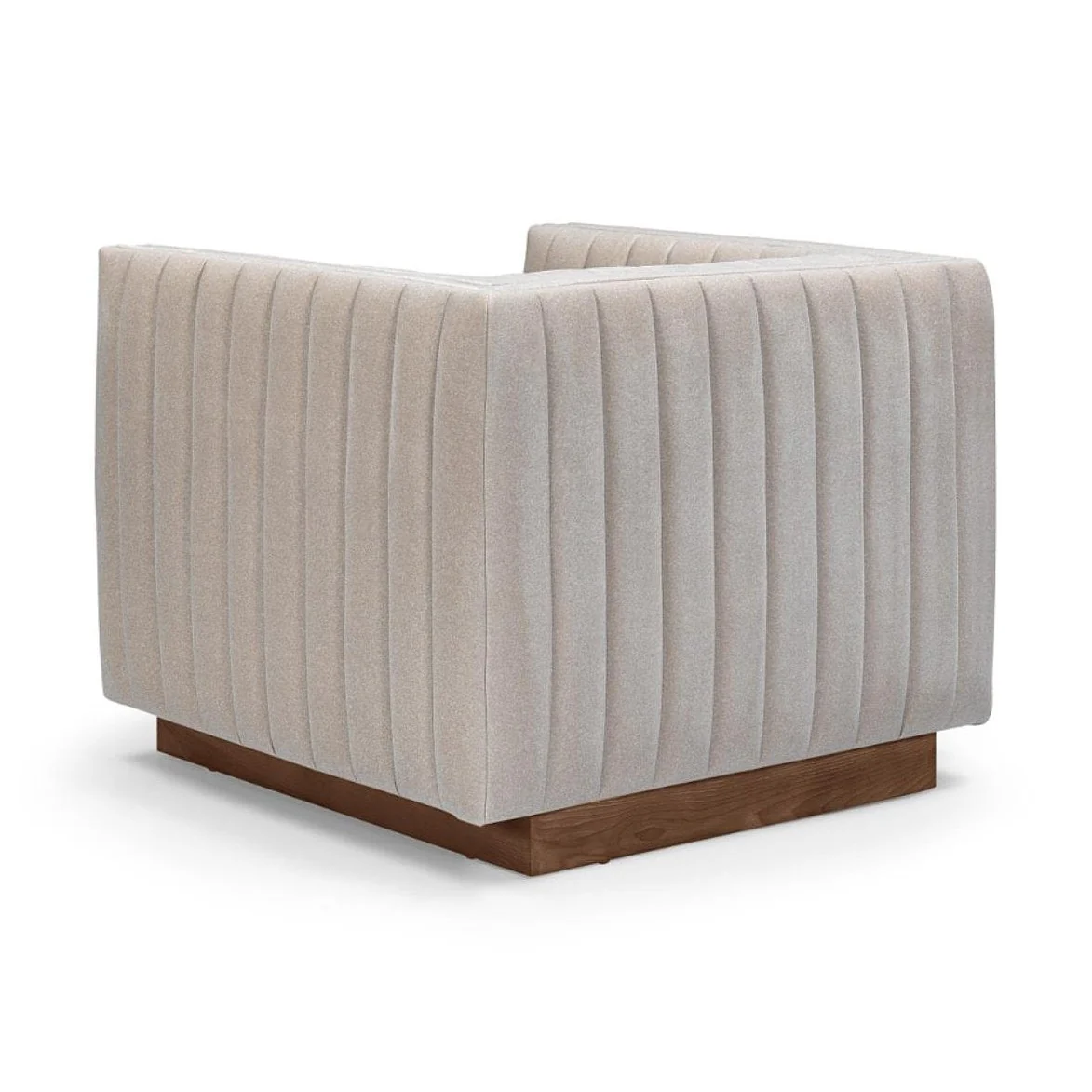 Elba Premium Velvet Chair w/Wooden Base - Mocha Mist - Image 4