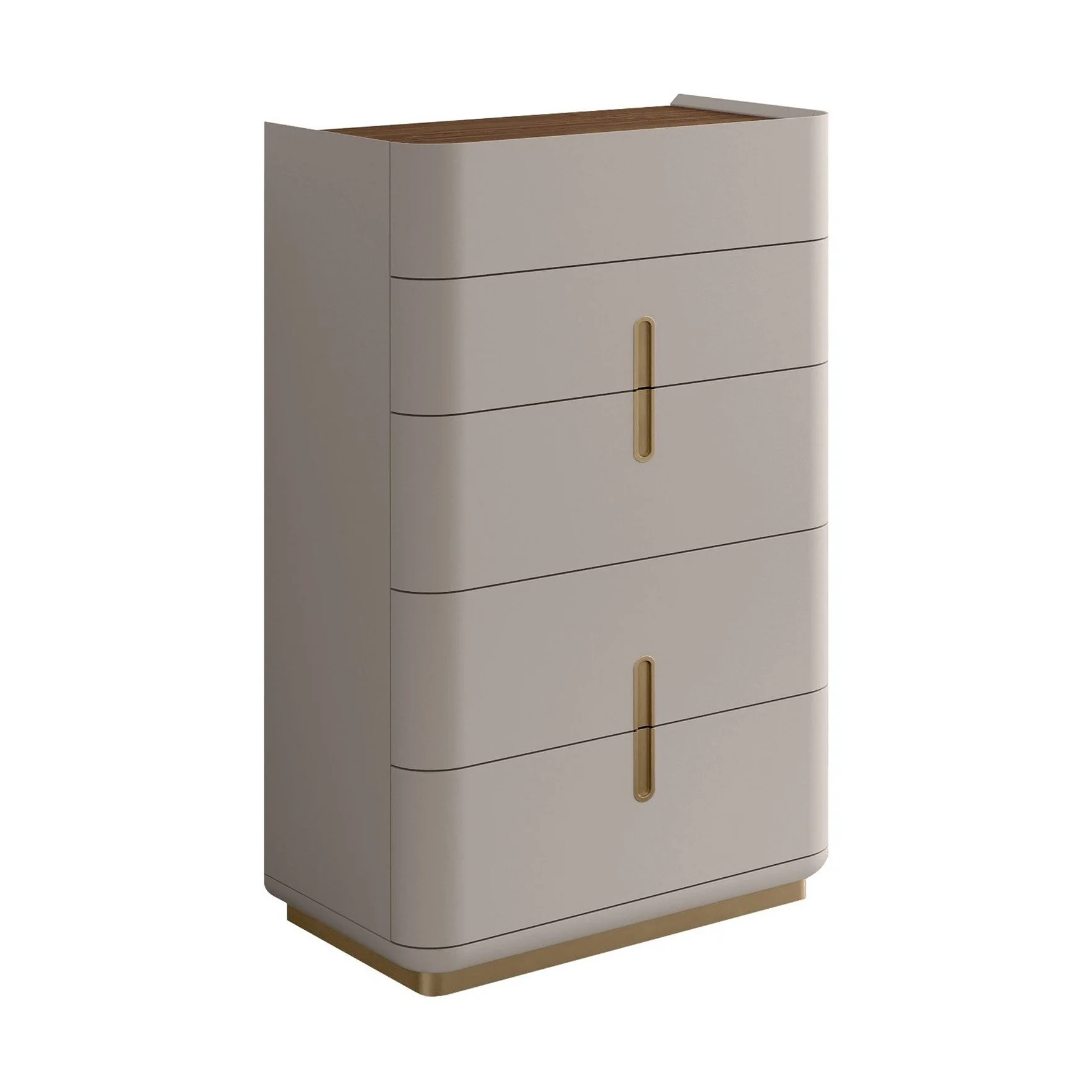 Elvona Modern Chest – Flannel Grey & Walnut