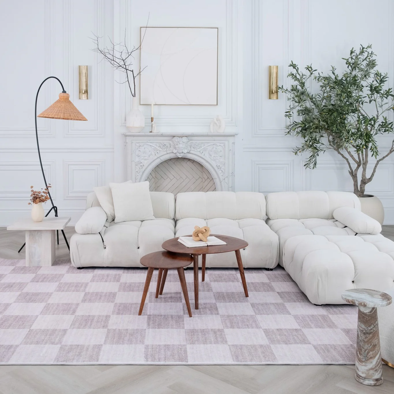 Europa Beige Checkered Rug – 5x8 - Image 2
