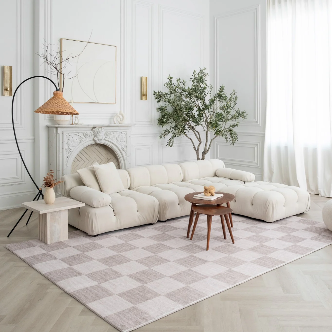 Europa Beige Checkered Rug – 5x8 - Image 3