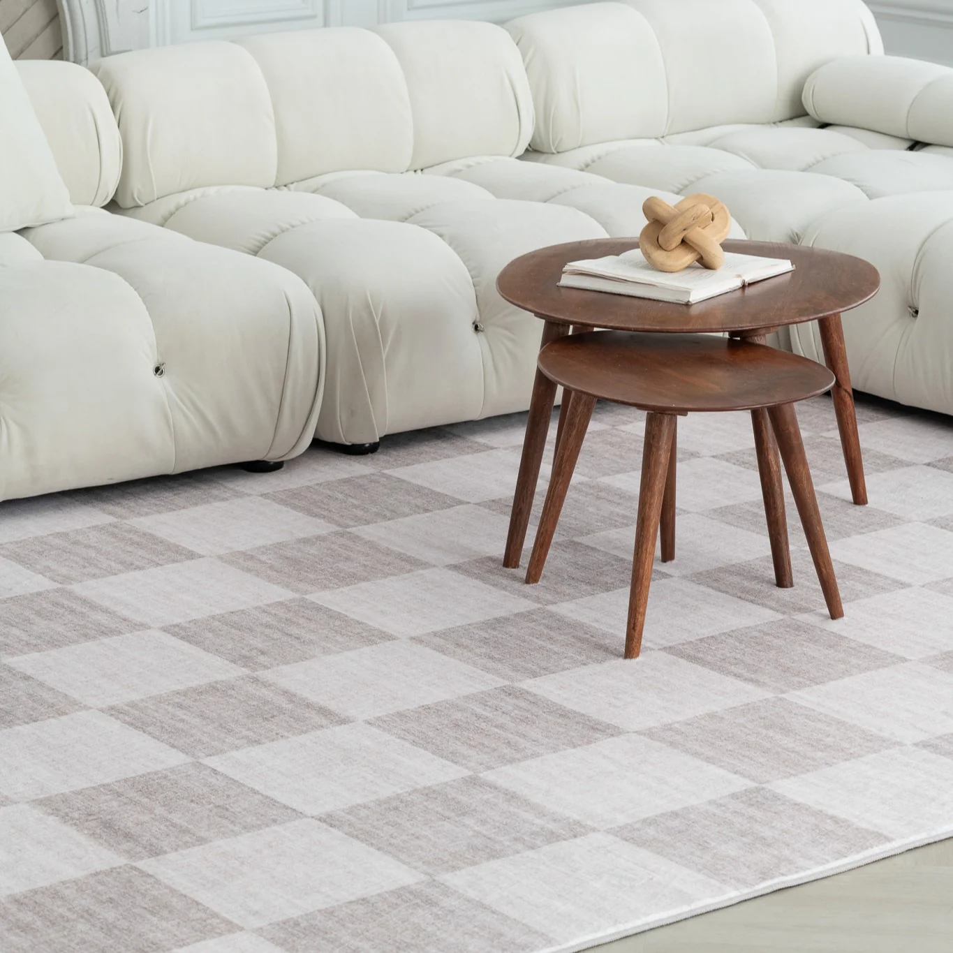 Europa Beige Checkered Rug – 5x8 - Image 4
