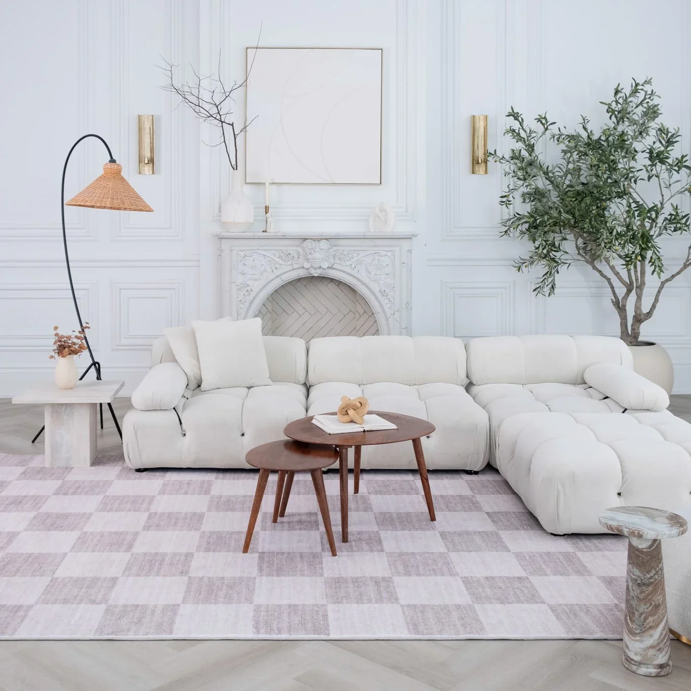 Europa Beige Checkered Rug – 5x8 - Image 5