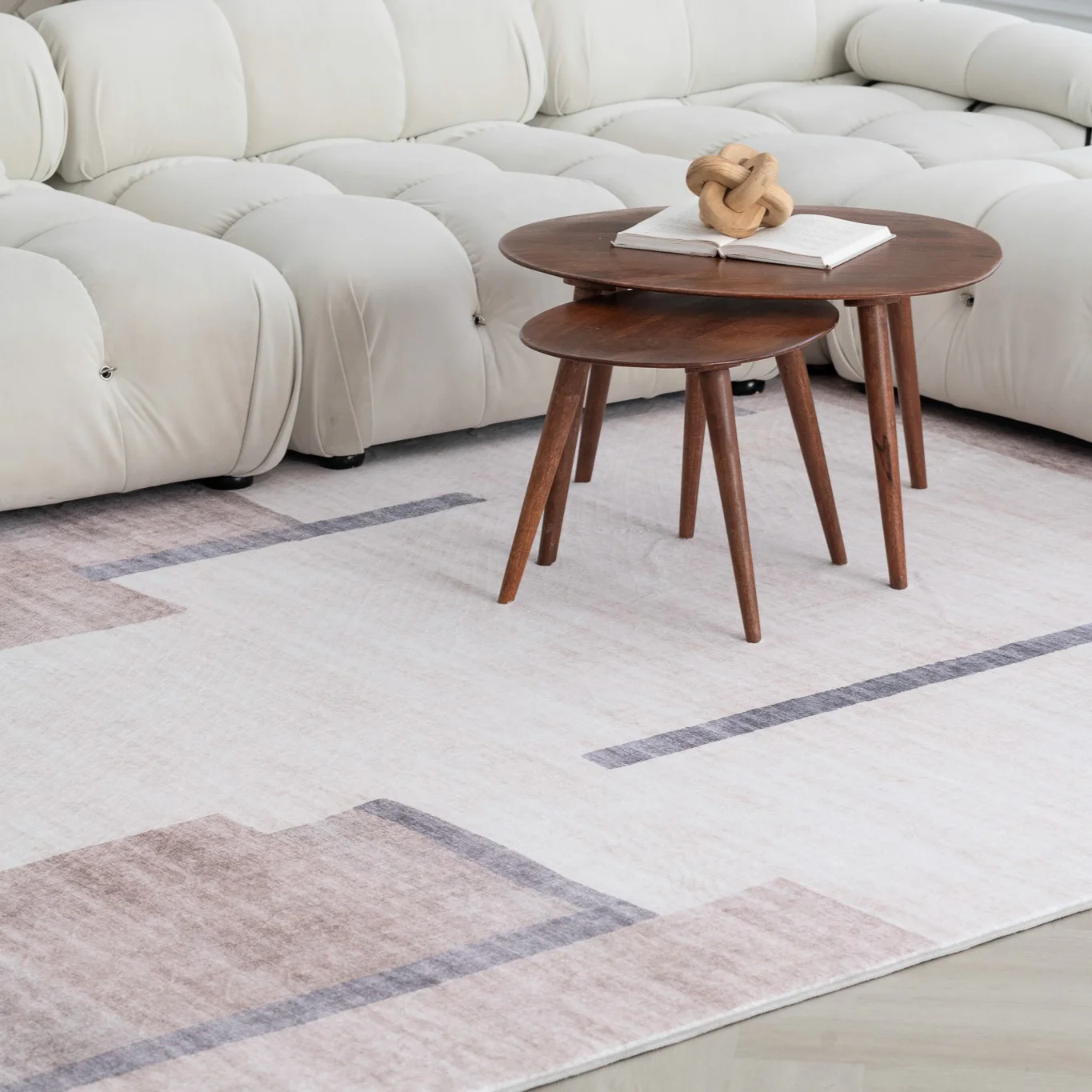 Europa Beige Minimalist Texture Rug - Image 4