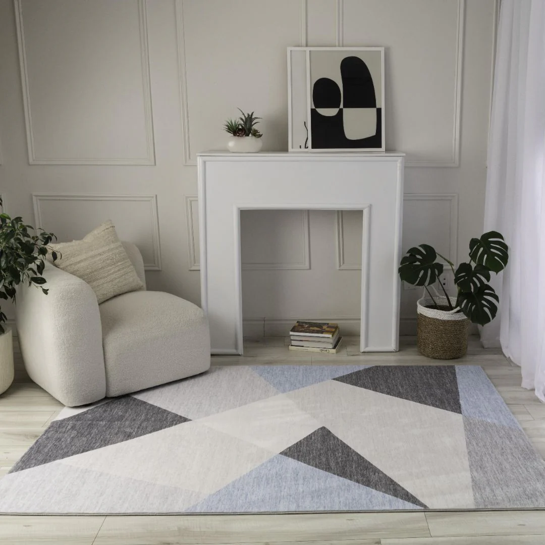 Europa Blue Contemporary Art-Inspired Rug - Image 3