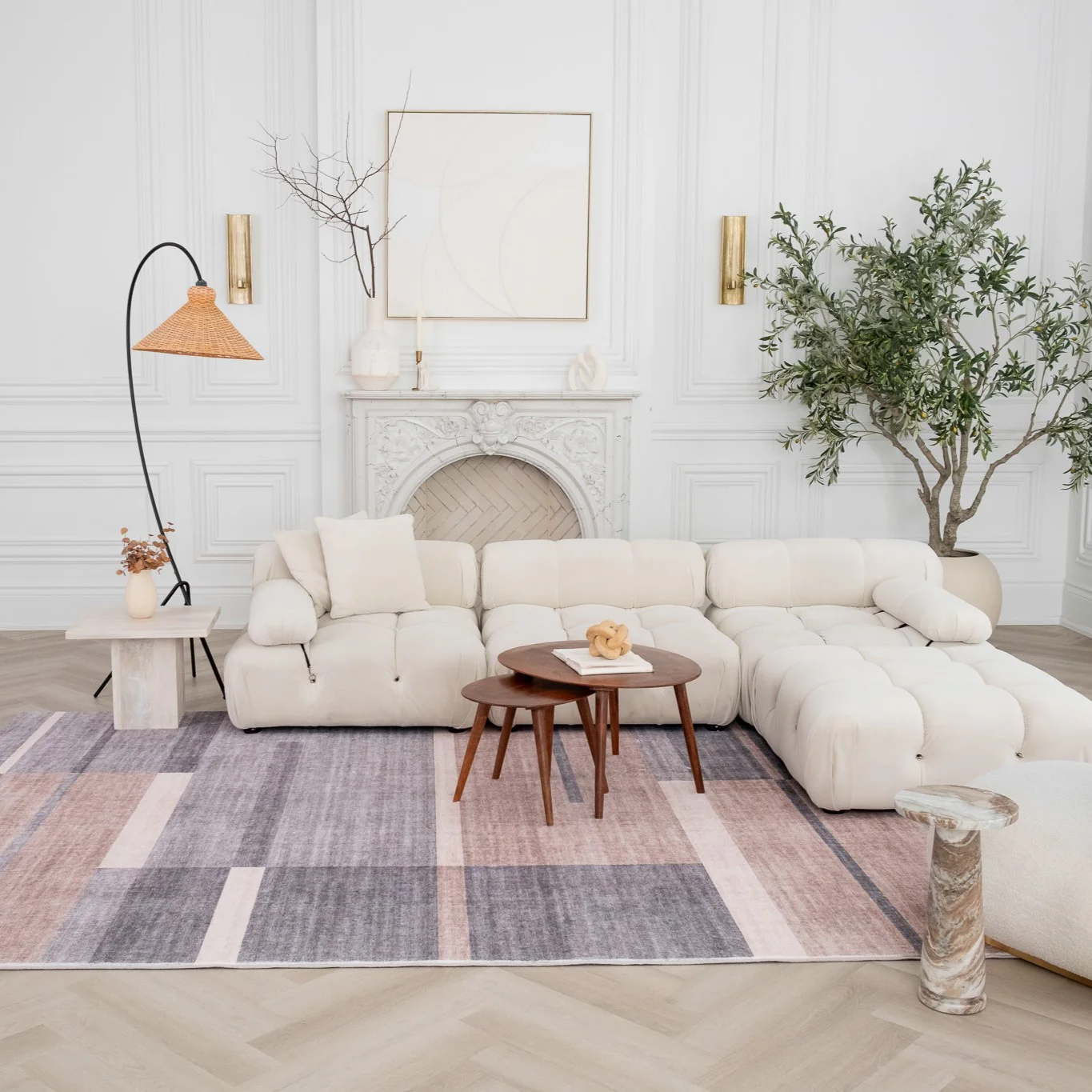 Europa Brown Contemporary Grid-Style Rug - Image 3
