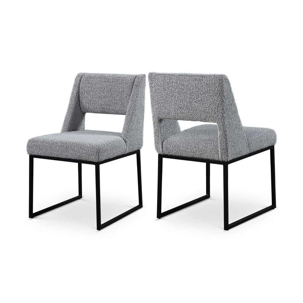 Evan Boucle' Fabric Dining Chair - Grey - Image 7