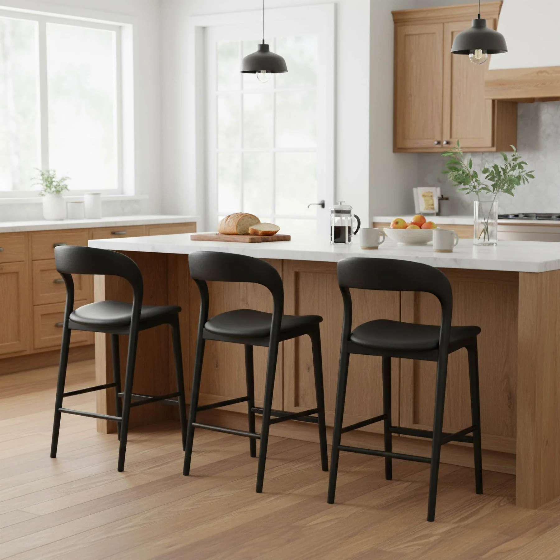 Faylen Counter Stool - Black w/ PU Seat - Image 12