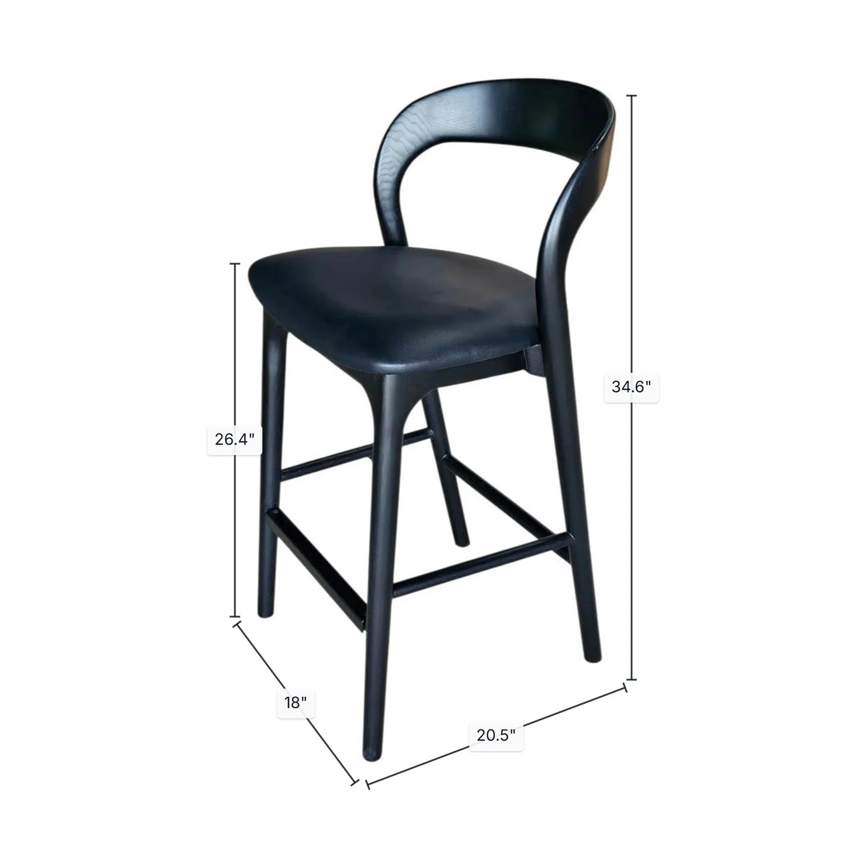 Faylen Counter Stool - Black w/ PU Seat - Image 3