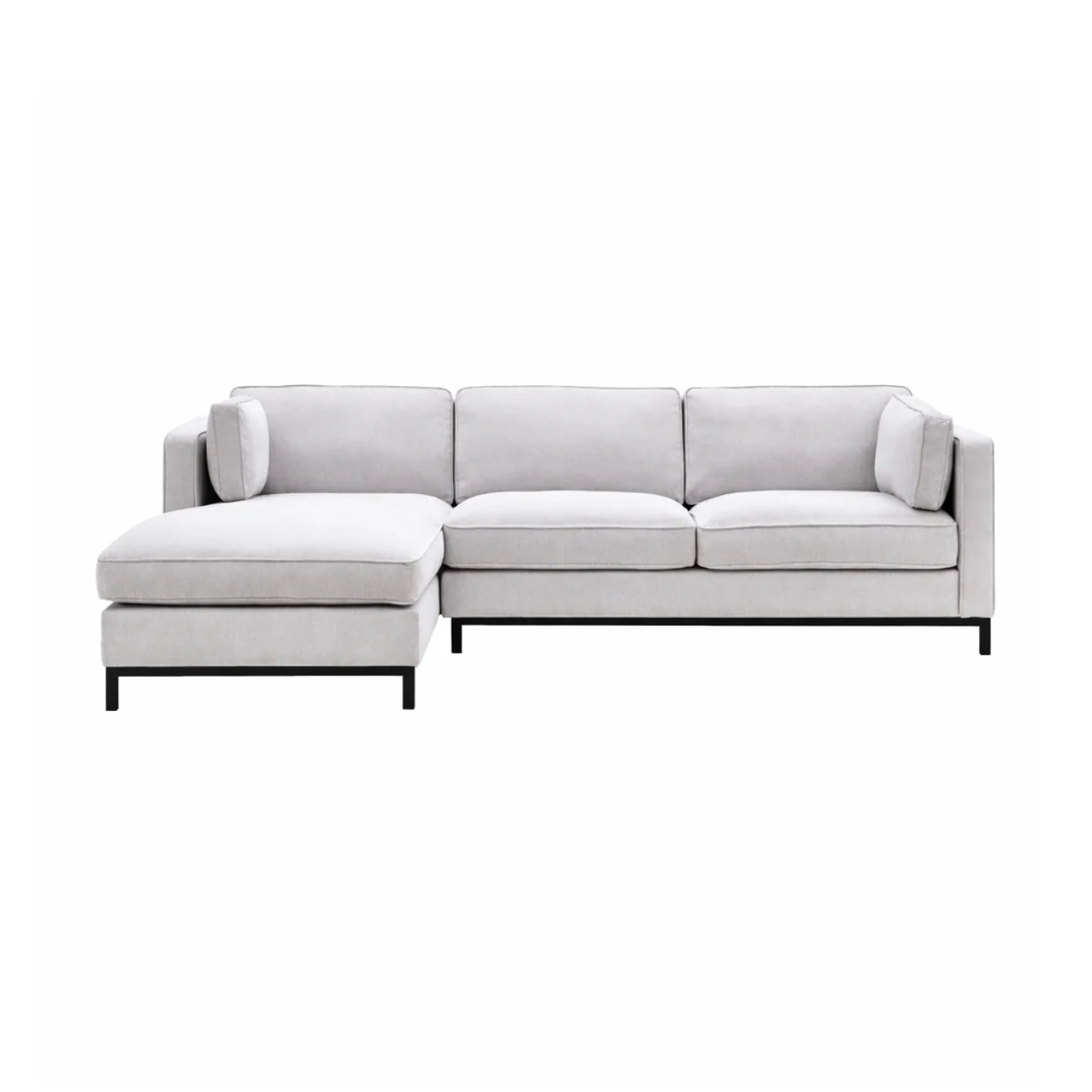 Fritzie Fabric Sectional Sofa Black Metal Legs Left Chaise - Grey