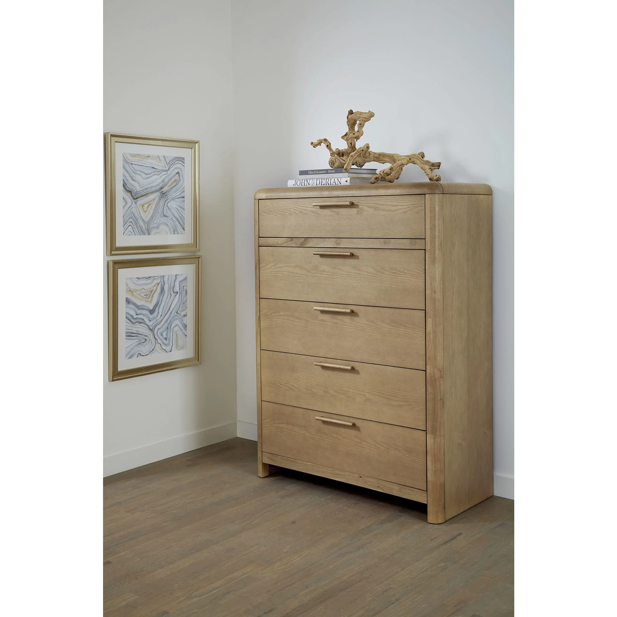 Furano Five Drawer Ash Wood Chest in Ginger - Image 3