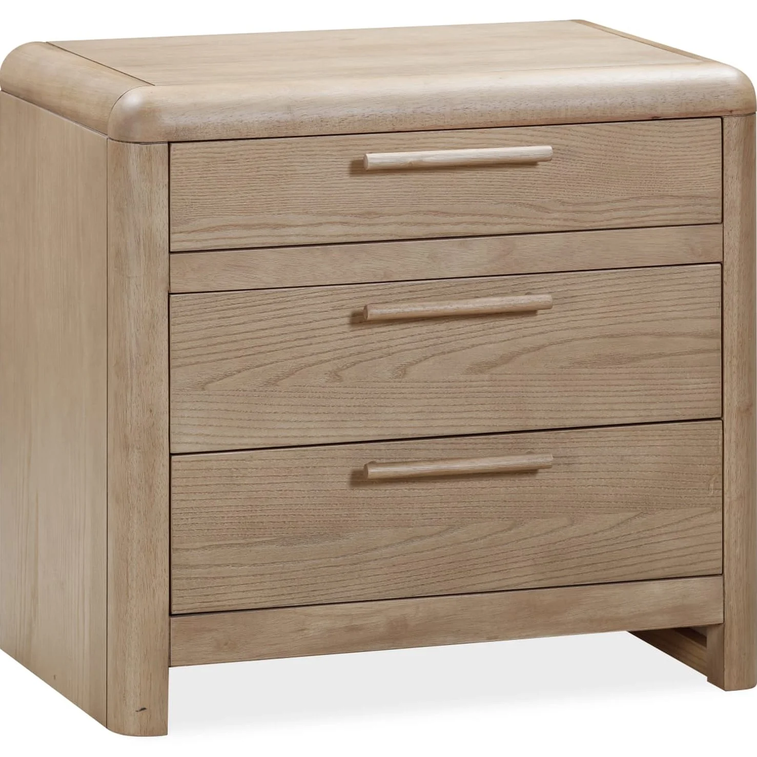 Furano Three Drawer Ash Wood Nightstand in Ginger - Image 2