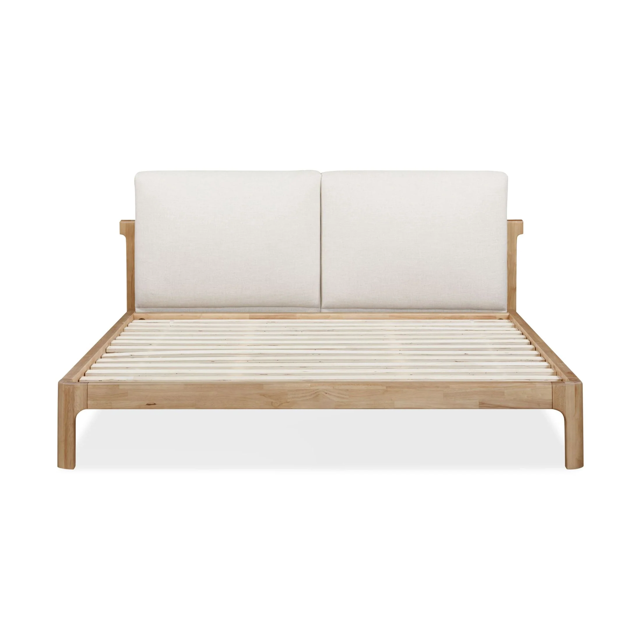 Furano Upholstered Two Cushion Platform Bed in Ginger and Natural Linen - Image 4
