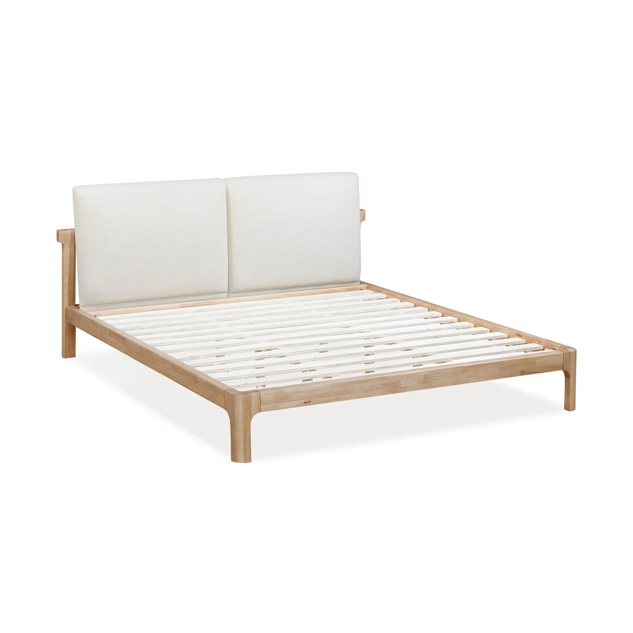 Furano Upholstered Two Cushion Platform Bed in Ginger and Natural Linen - Image 5