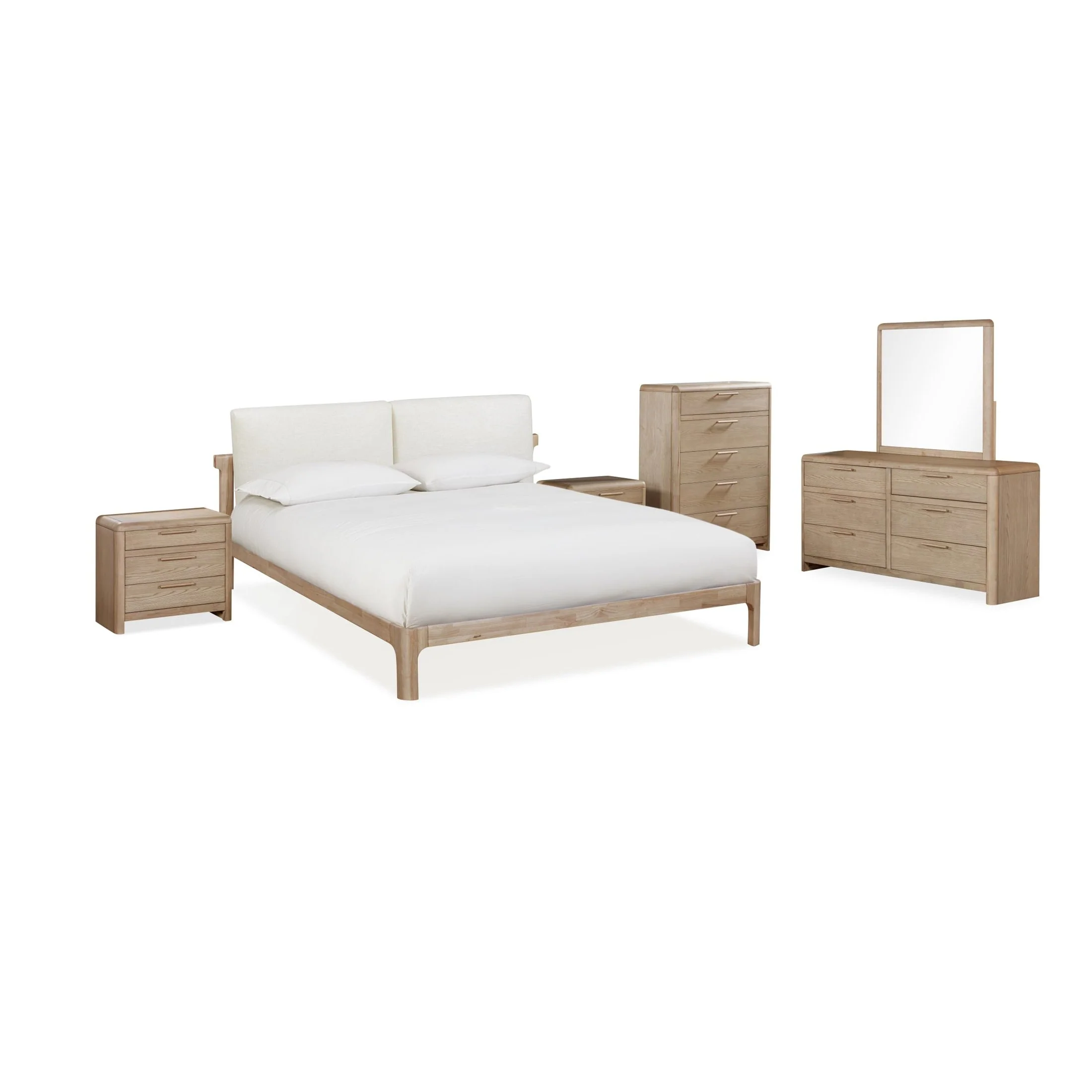 Furano Upholstered Two Cushion Platform Bed in Ginger and Natural Linen - Image 7