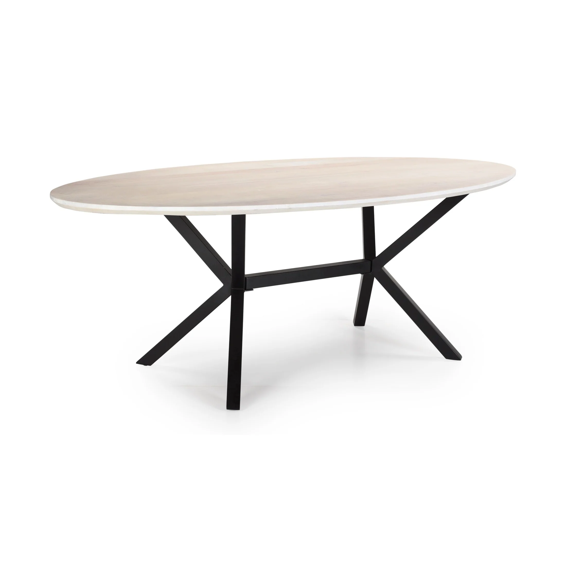 Gallicia Oval Dining Table Solid Acacia Wood Whitewash Finish - Image 3
