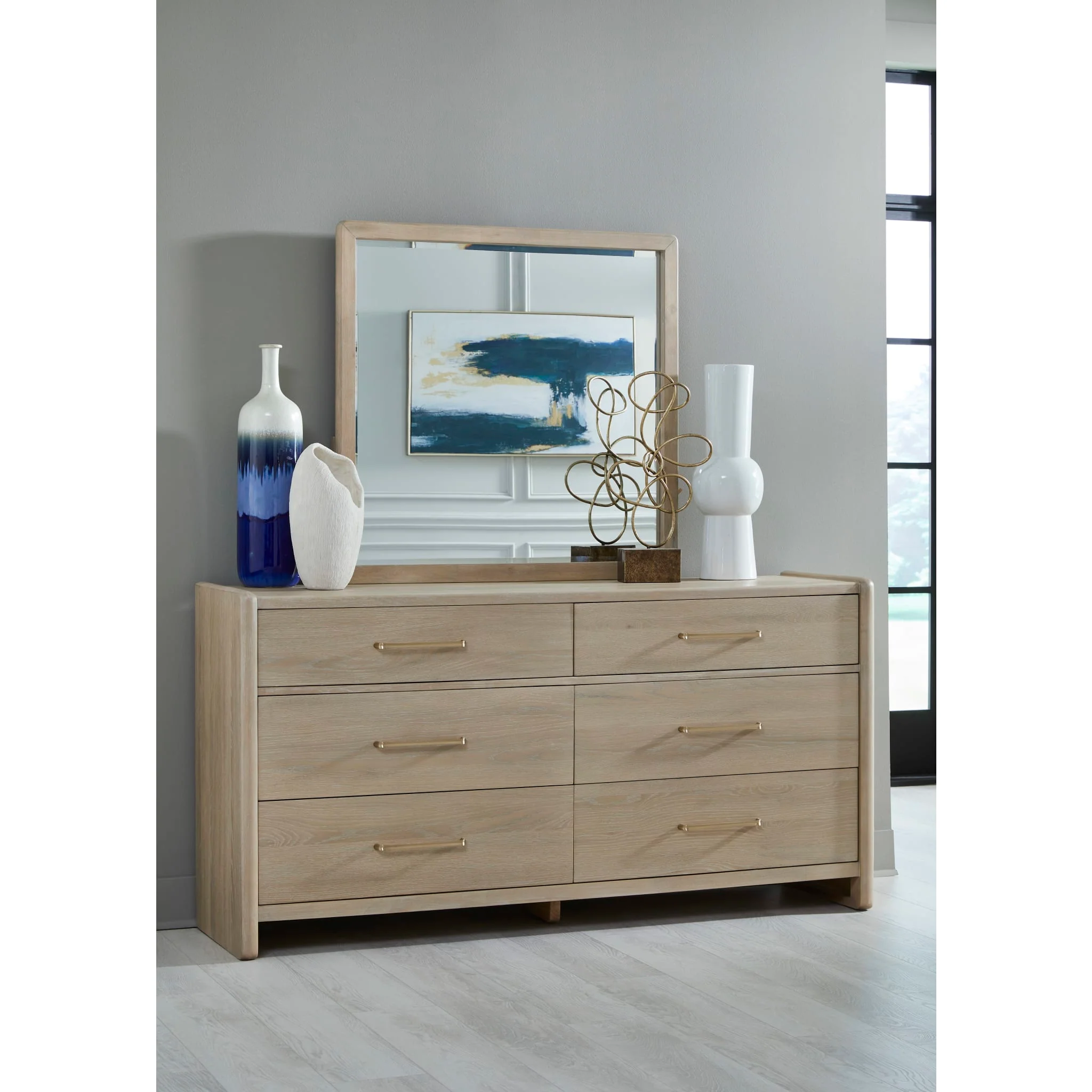 Gardenia Six Drawer Oak Wood Dresser in Chai - Image 10
