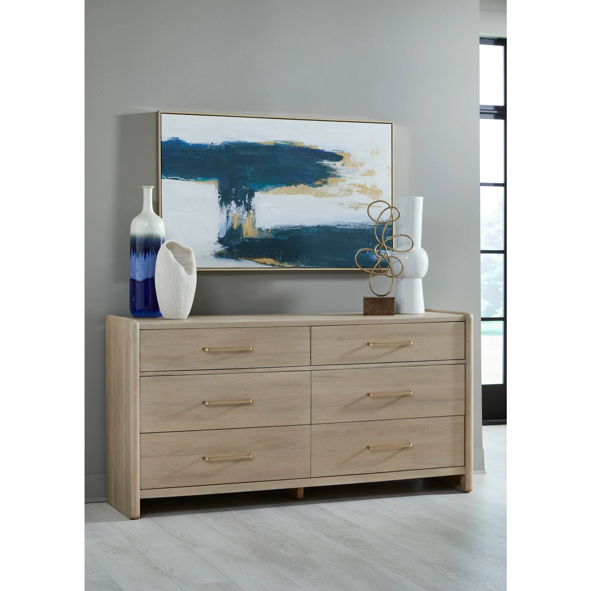 Gardenia Six Drawer Oak Wood Dresser in Chai - Image 9