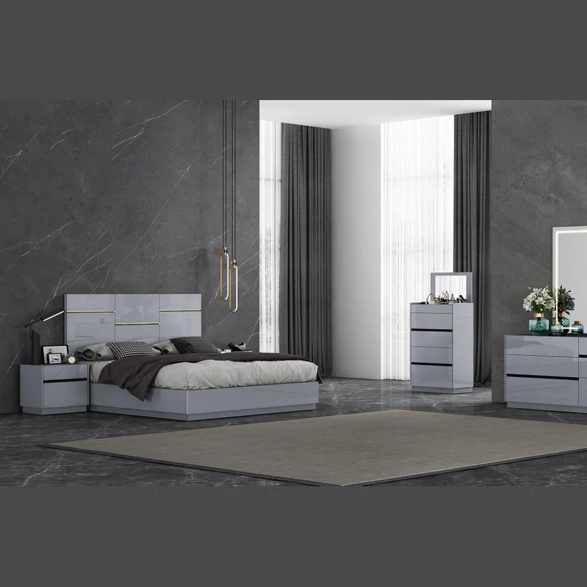 Gilly Grey Glossy Finish Bedroom Dresser - Image 8