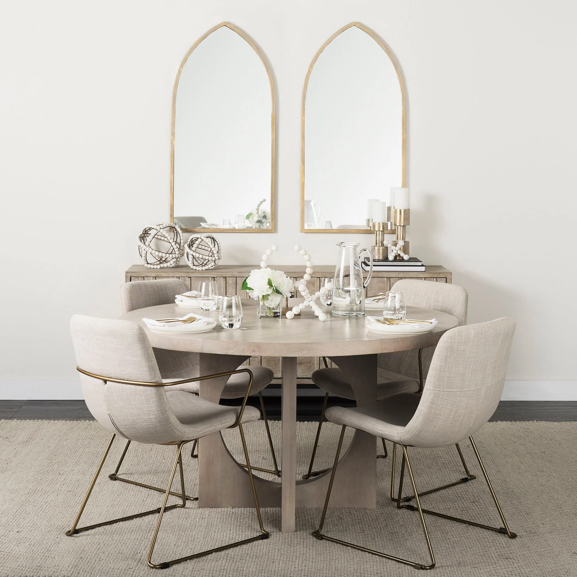 Giovanna Gold Metal Frame Pointed Arch Vanity Mirror - Image 7