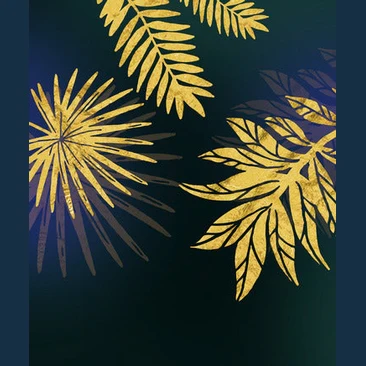 Golden Foliage Set of 3 Alloy Matt - Golden Frame Wall Art - Image 4