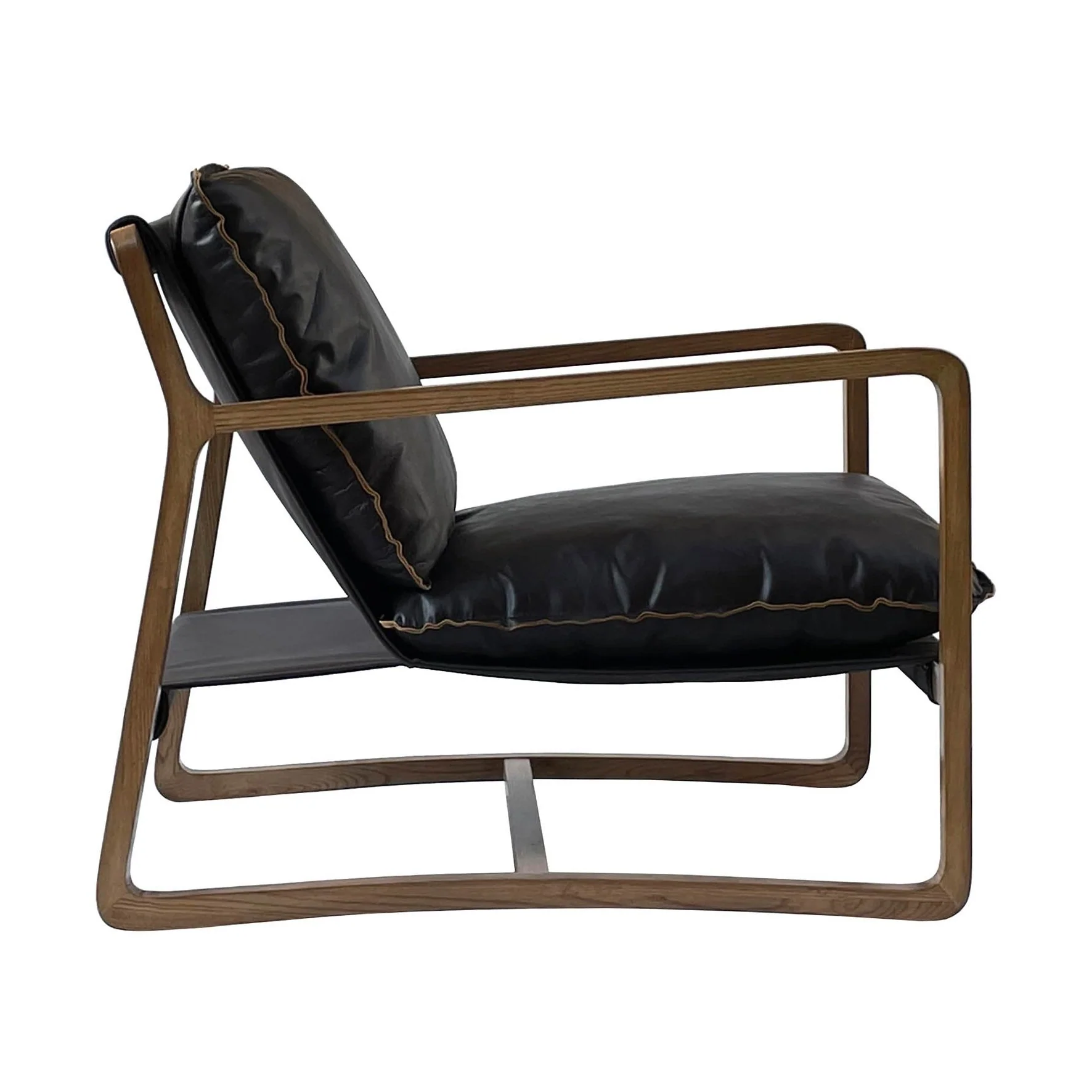 Graven Club Chair Black Leather Cushions with Black Leather Frame - Image 4
