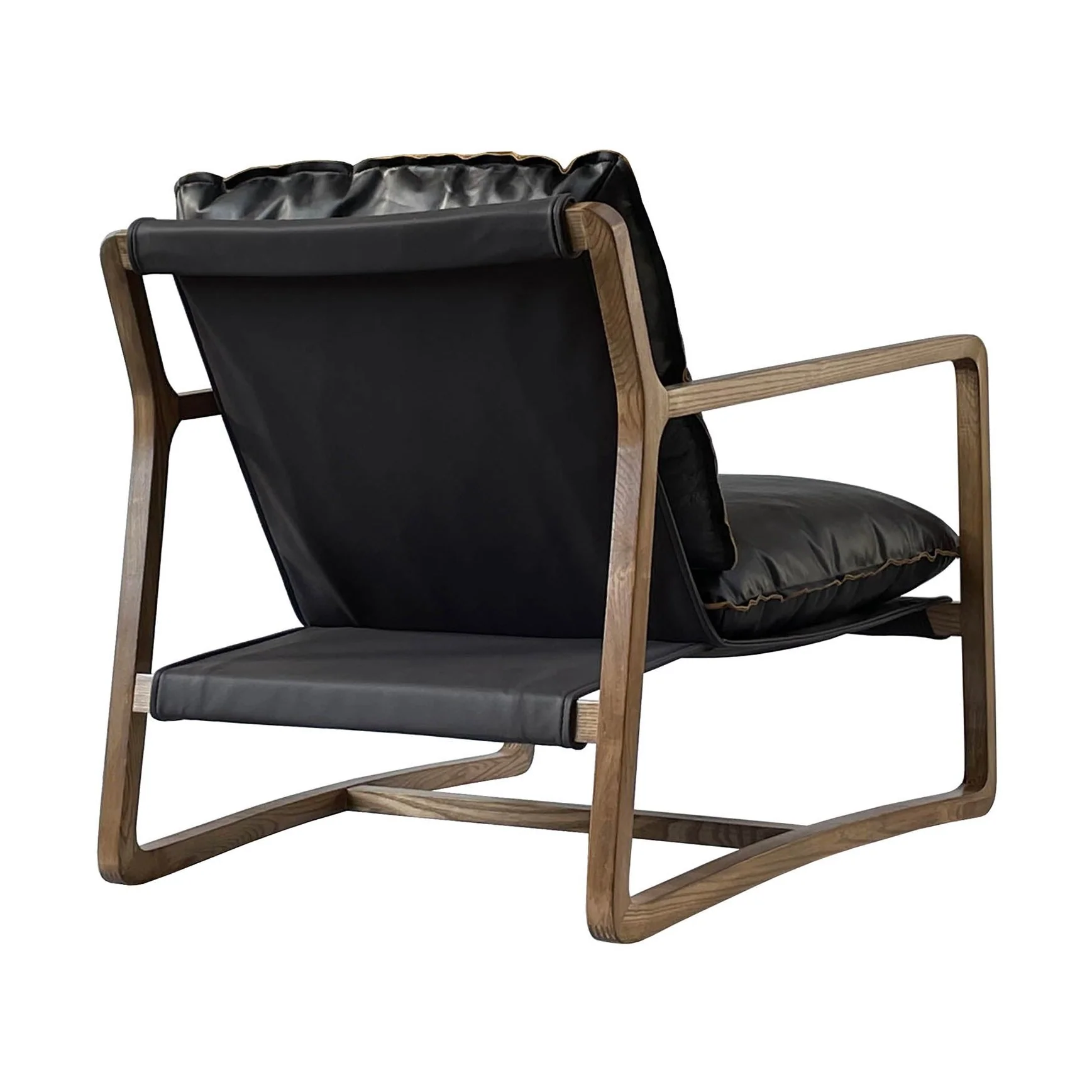 Graven Club Chair Black Leather Cushions with Black Leather Frame - Image 5