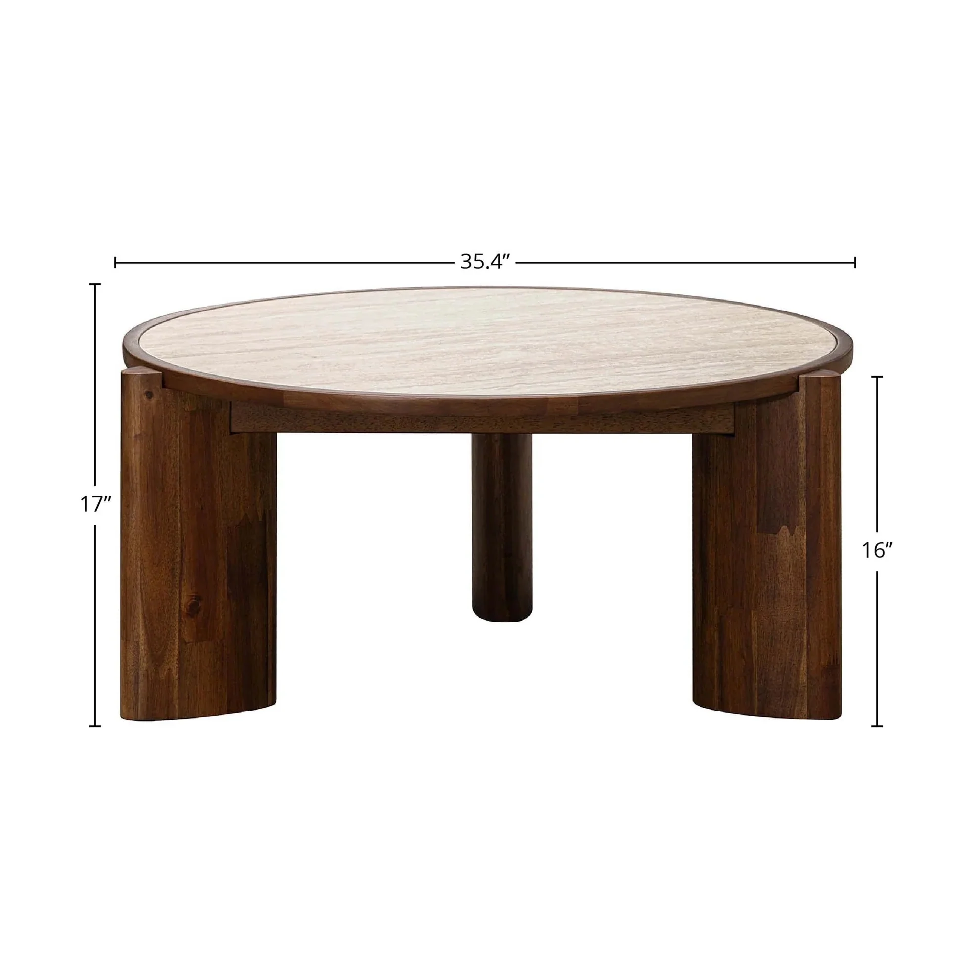 Helsa Round Coffee Table - Travertine - Image 2