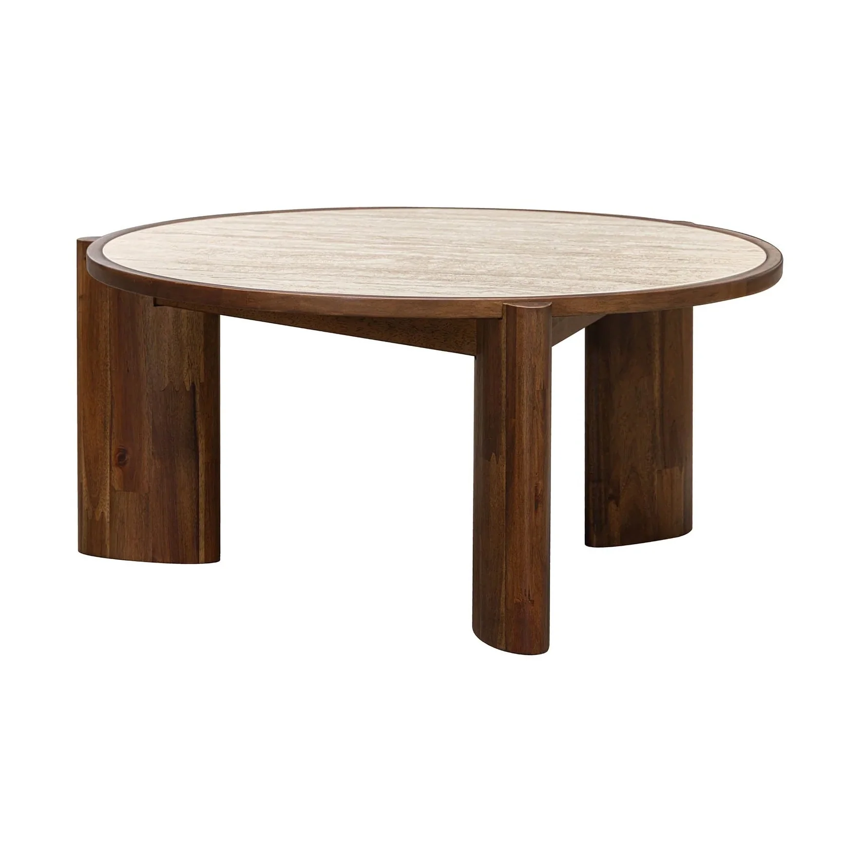 Helsa Round Coffee Table - Travertine - Image 3