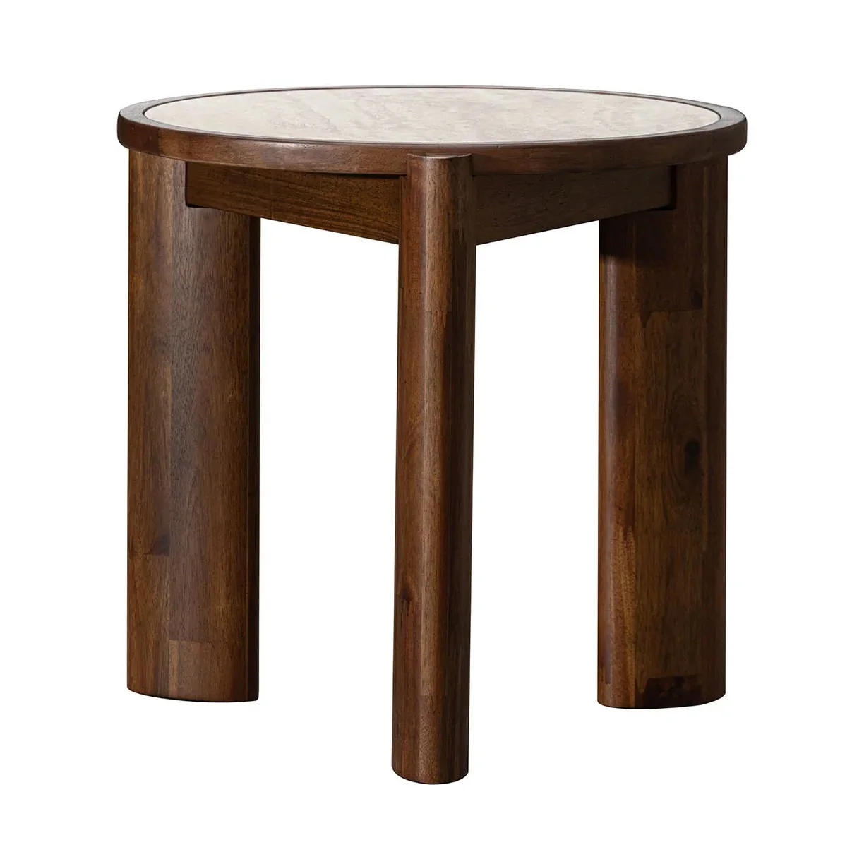 Helsa Round Side Table - Travertine - Image 3
