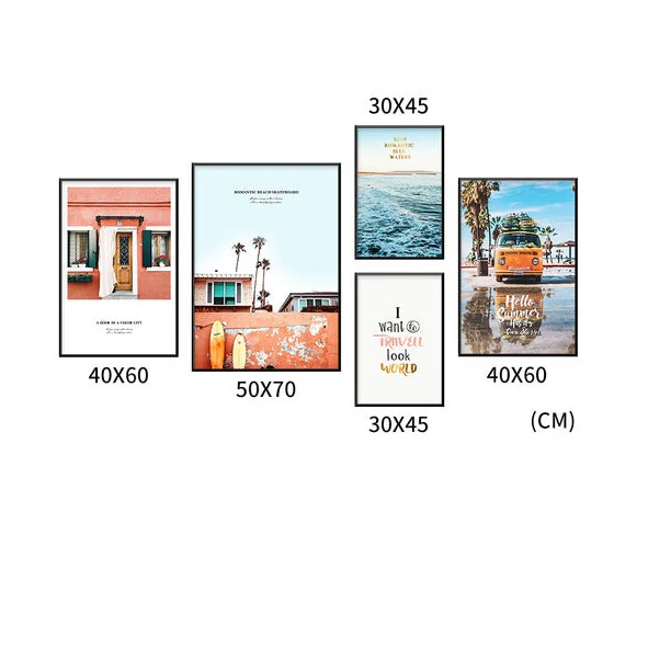 Holiday Set of 5 Alloy Matt - Black Frame Wall Art - Image 3