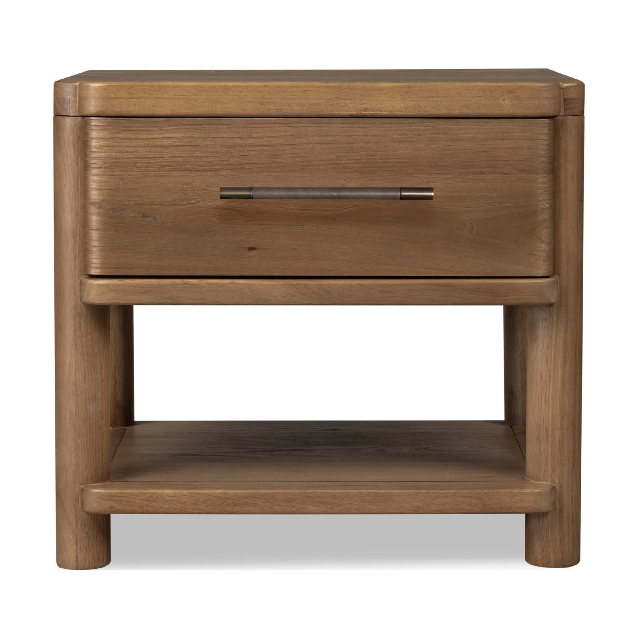 Hollis 1-Drawer Nightstand with Open Shelf – Cabin Glow Finish