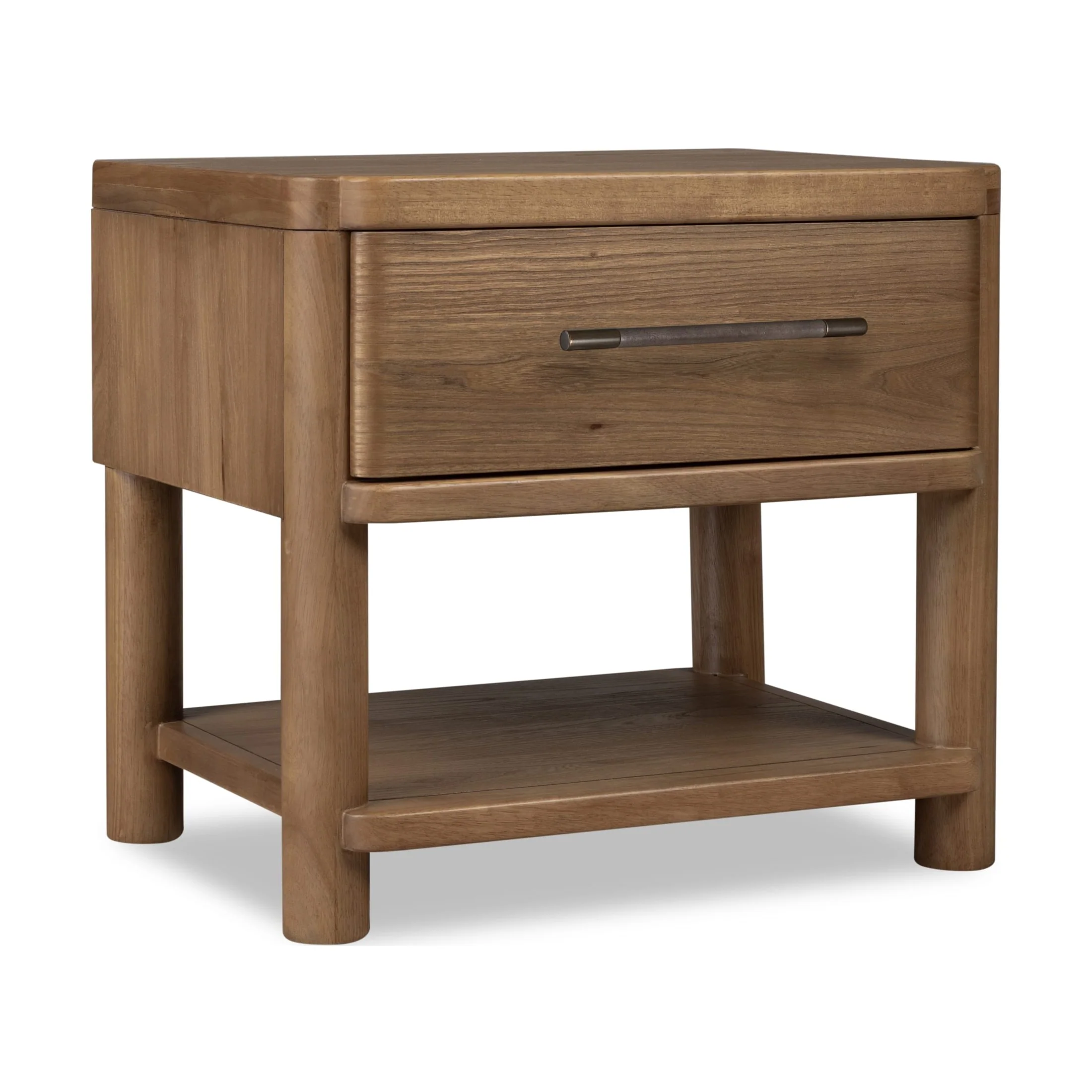 Hollis 1-Drawer Nightstand with Open Shelf – Cabin Glow Finish - Image 2