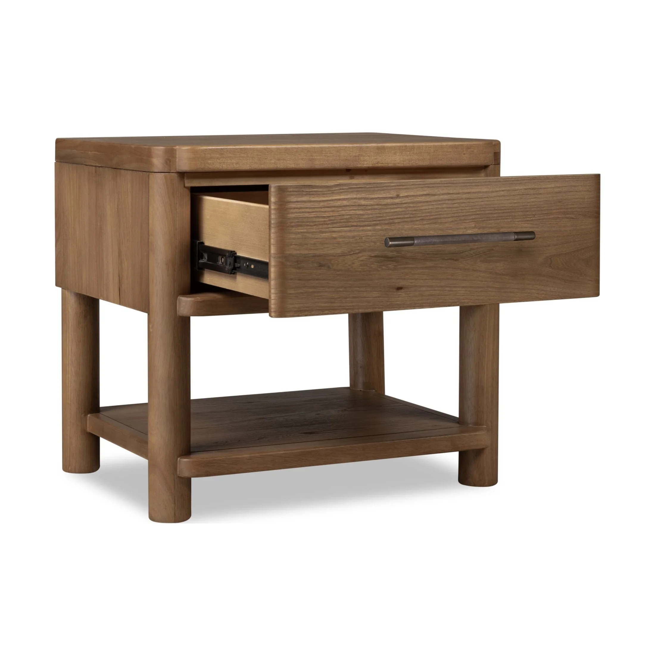 Hollis 1-Drawer Nightstand with Open Shelf – Cabin Glow Finish - Image 3
