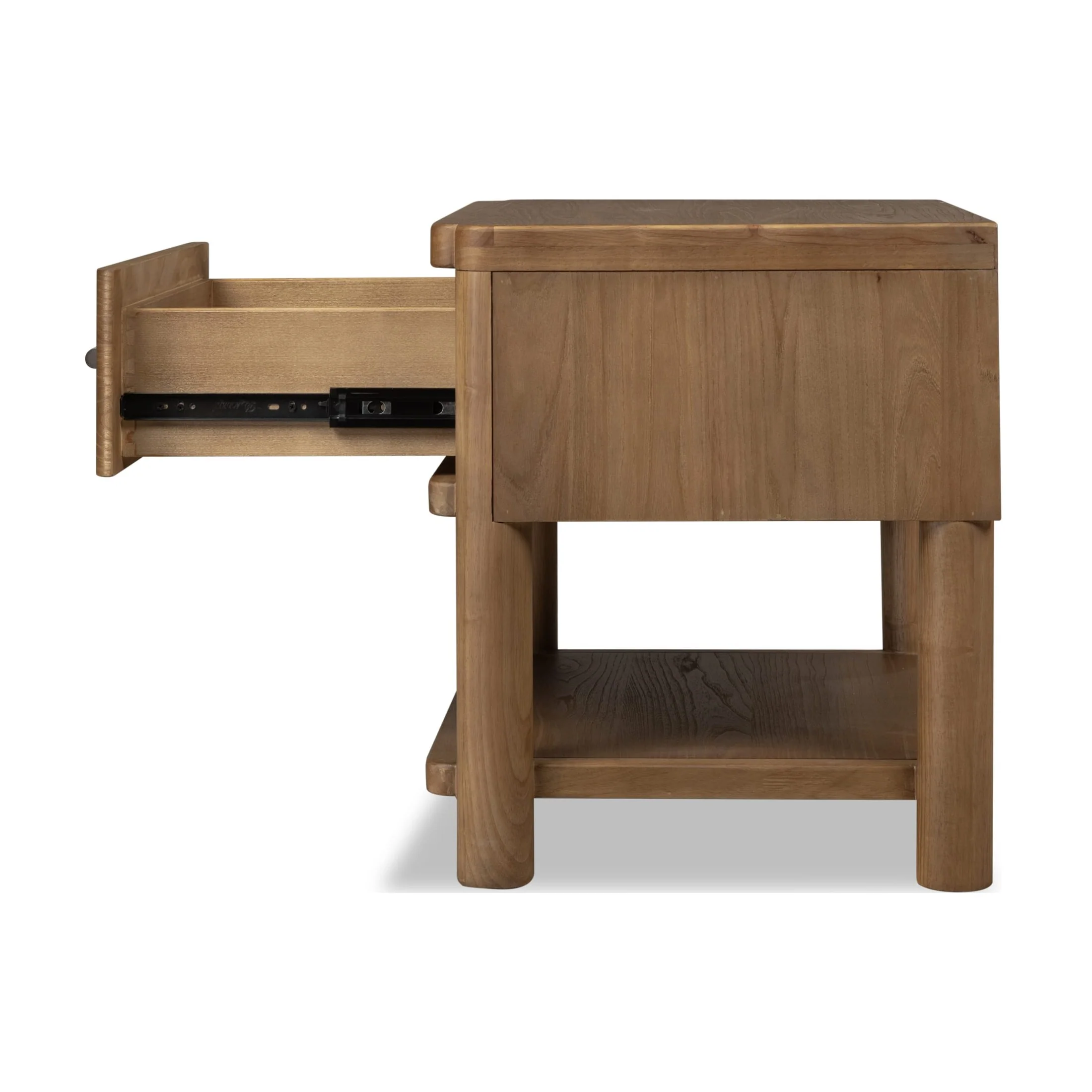 Hollis 1-Drawer Nightstand with Open Shelf – Cabin Glow Finish - Image 4