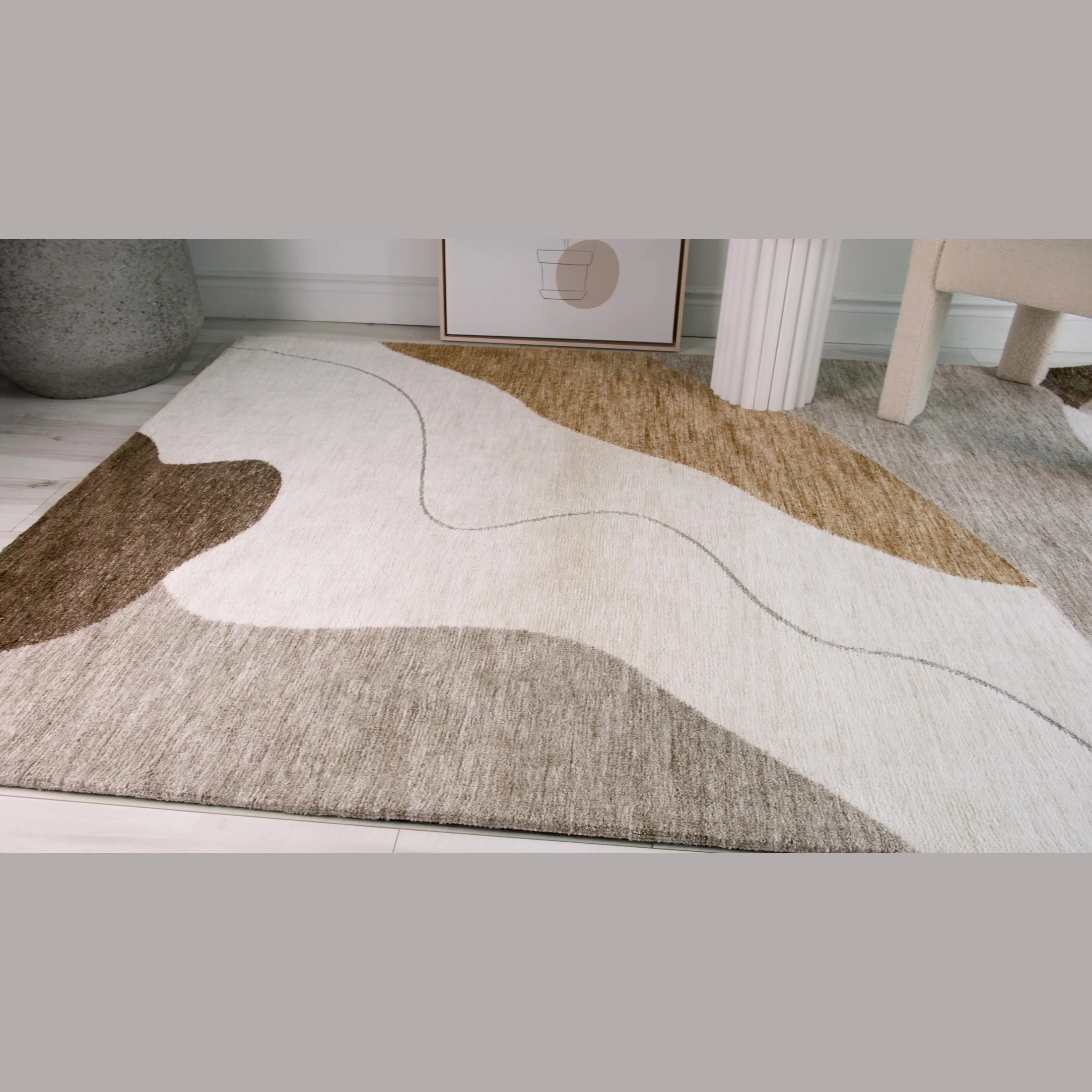 Beige Soft Texture Area Rug - Image 5