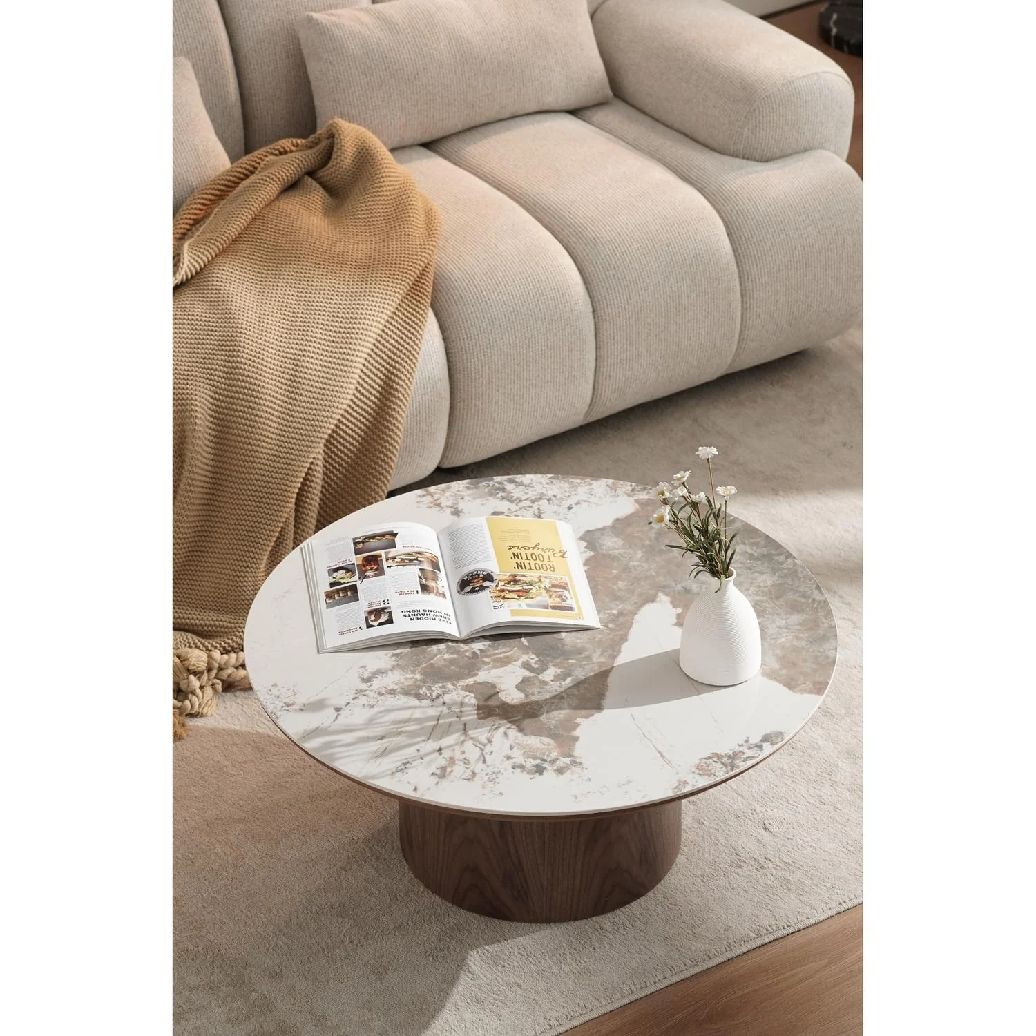 Jarnith Round Coffee Table with Ceramic Top - Image 4