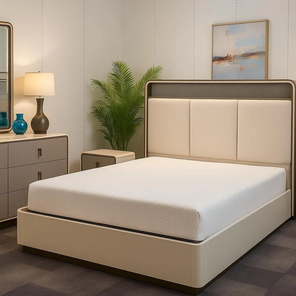 Joan 5-Drawer Bedroom Chest – Light Grey Beige Glossy Finish - Image 3