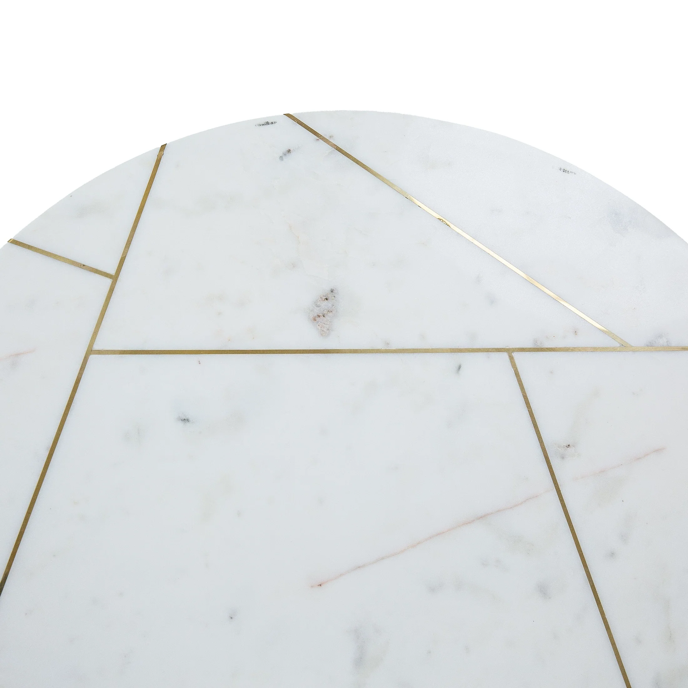 Katya Gold Round Marble Coffee Table Wire Metal Base - Image 3