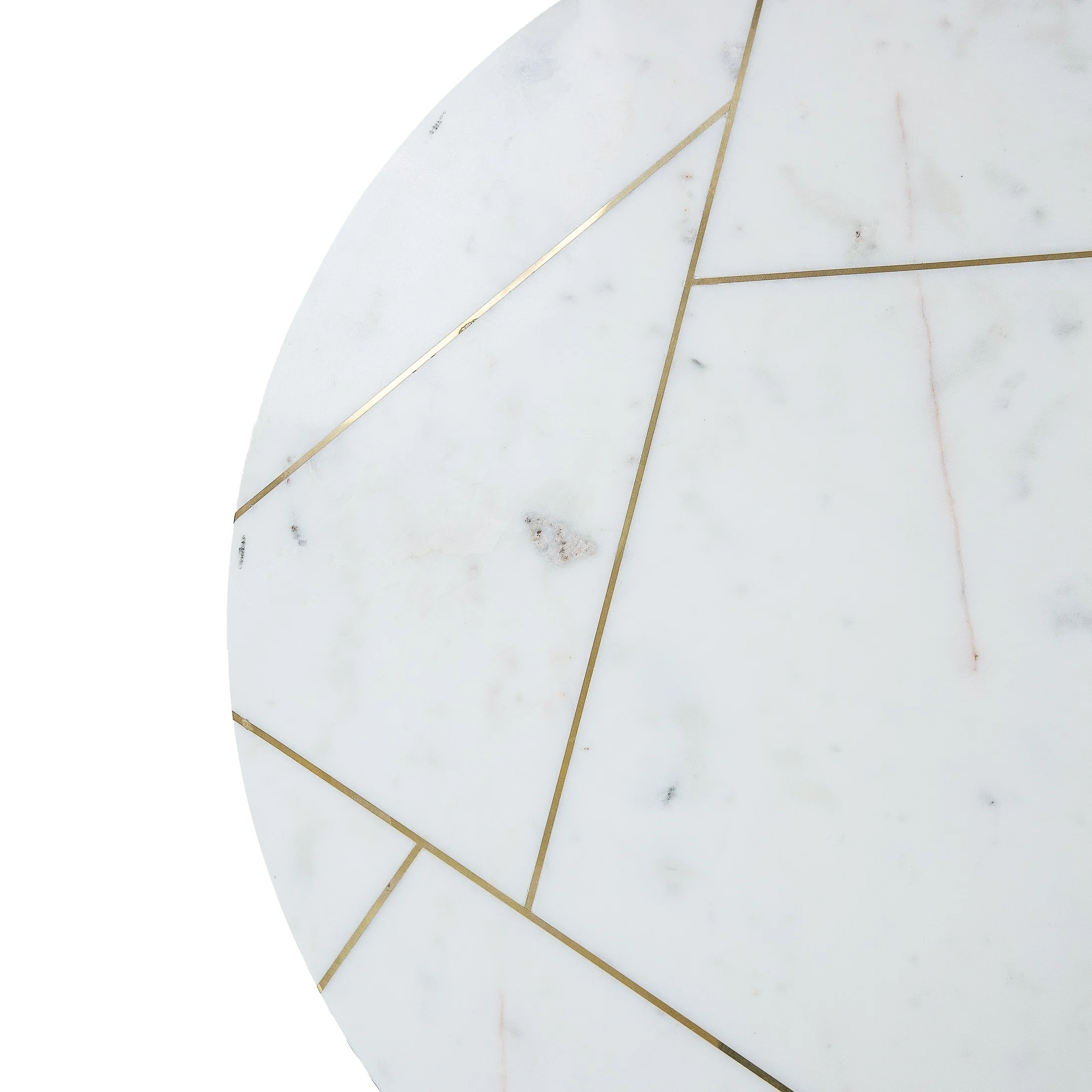Katya Gold Round Marble Coffee Table Wire Metal Base - Image 4
