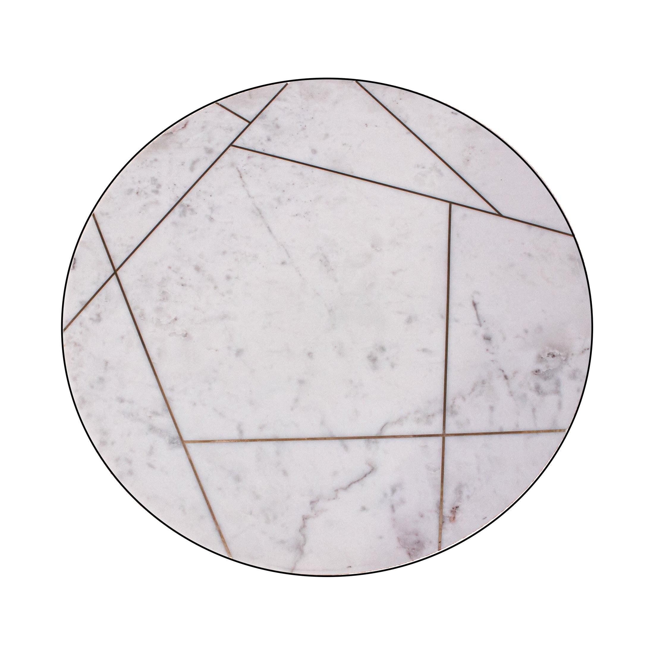 Katya Gold Round Marble Coffee Table Wire Metal Base - Image 6