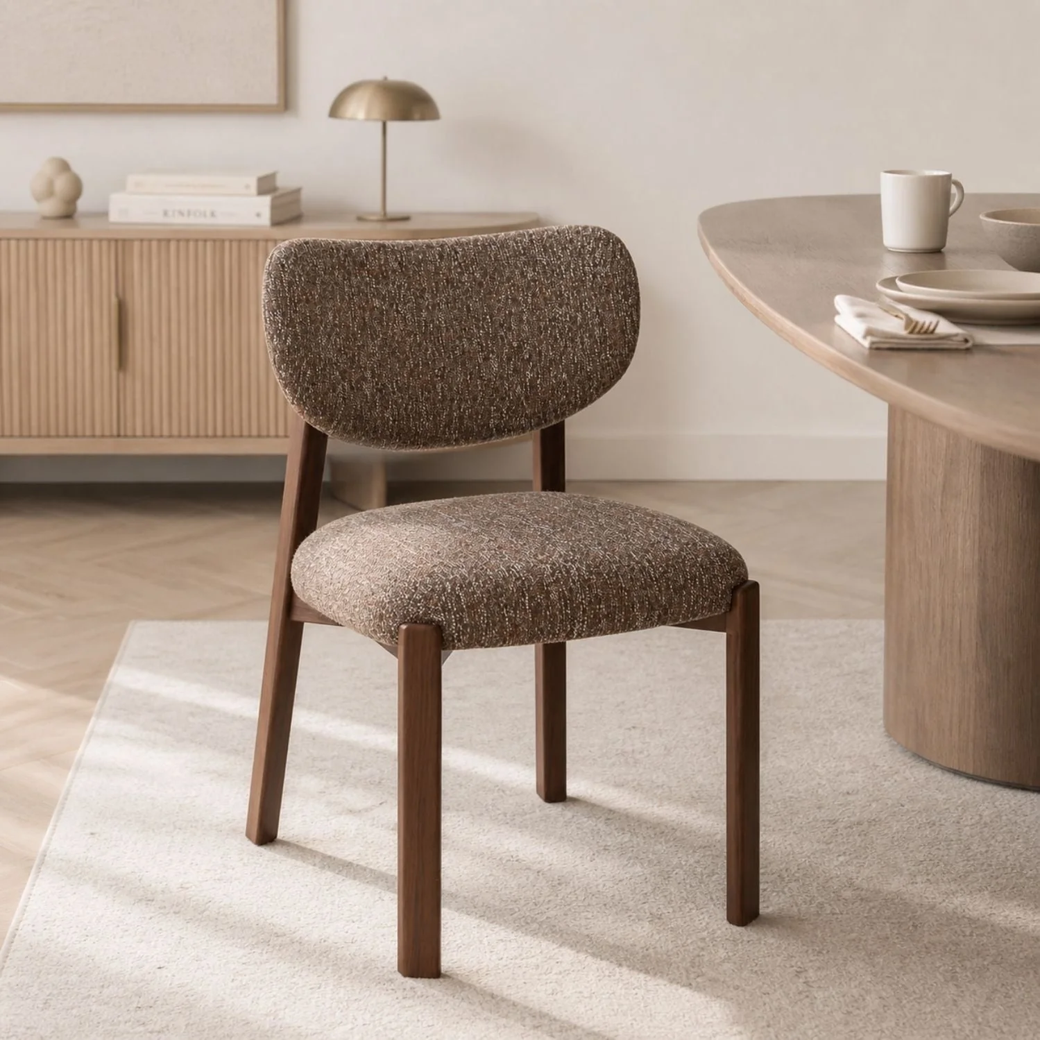 Kofi Upholstered Dining Chair with Walnut Finish Legs - Image 2
